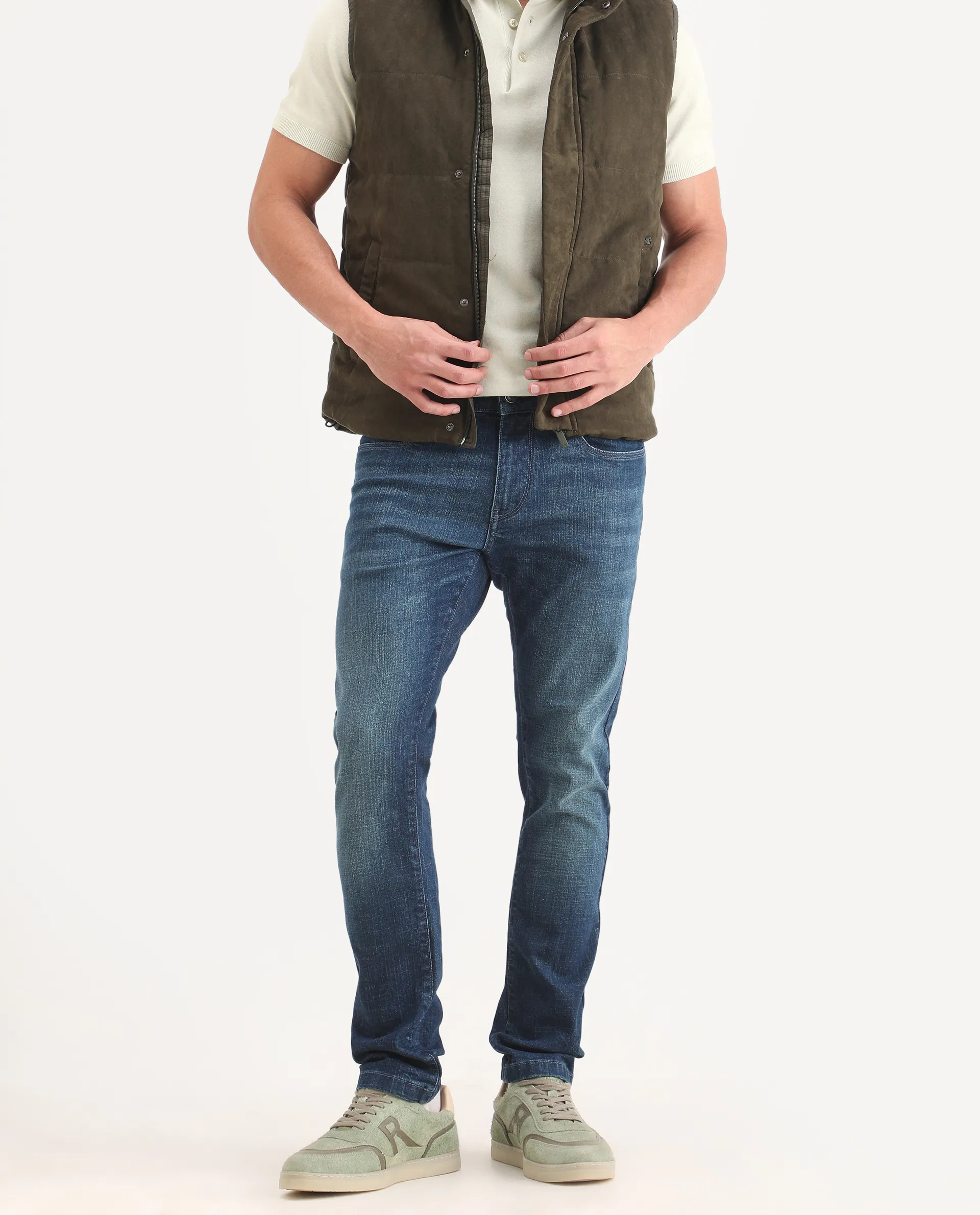 Rare Rabbit Men's Axel H Blue Cotton Blend Hawk Slim Fit Plain Jeans - Image 2