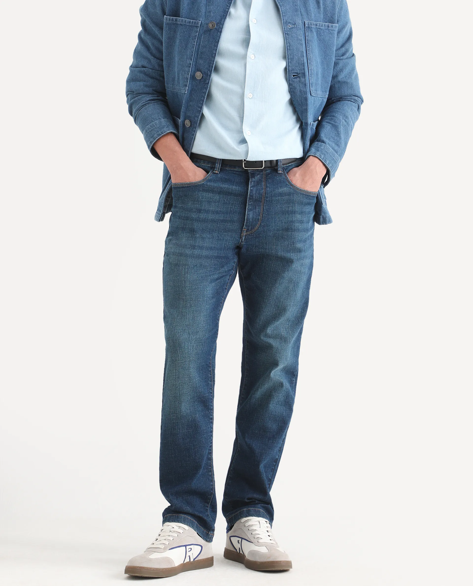 Rare Rabbit Men's Axel M Blue Cotton Blend Morris Regular Fit Plain Jeans - Image 2