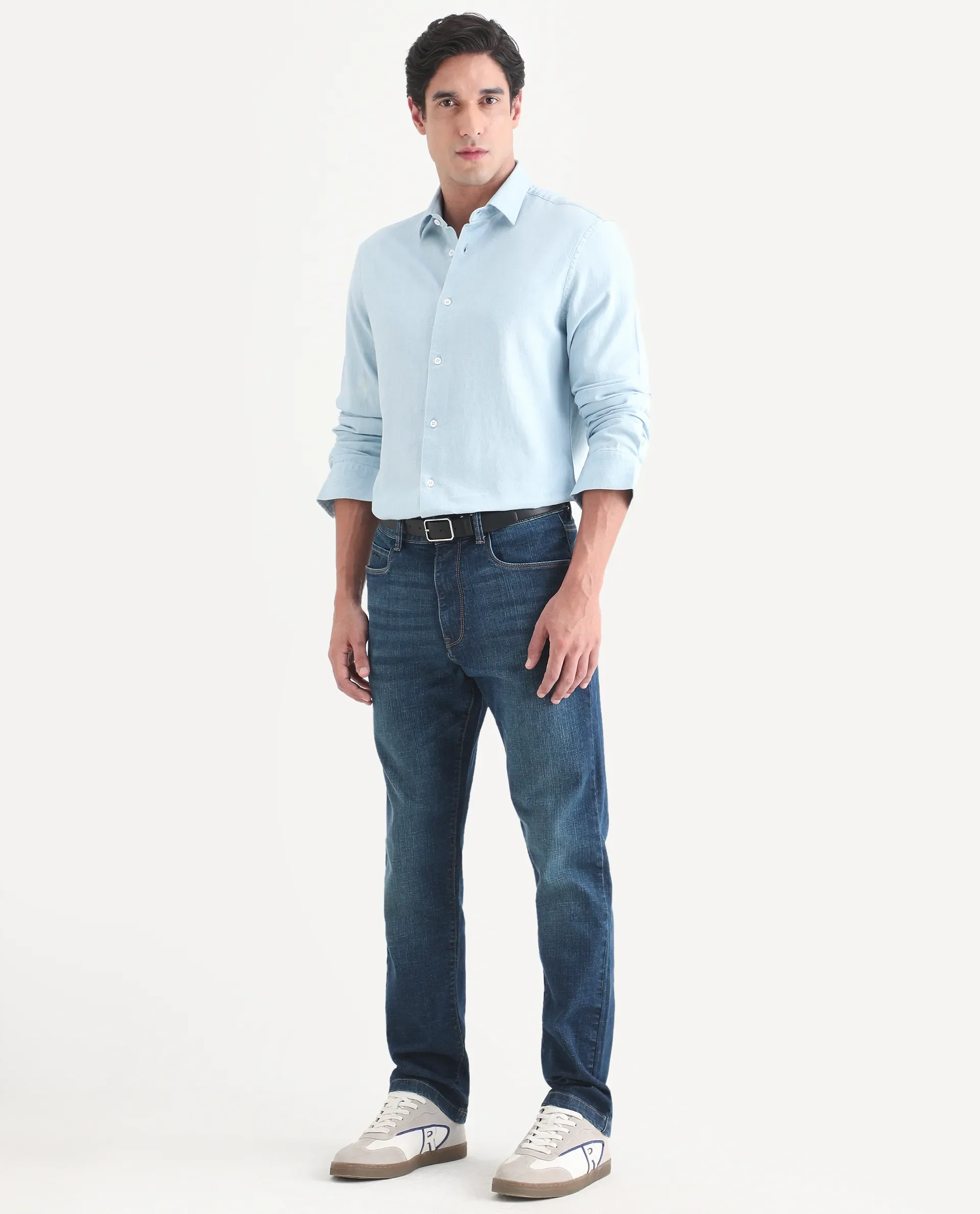 Rare Rabbit Men's Axel M Blue Cotton Blend Morris Regular Fit Plain Jeans - Image 5