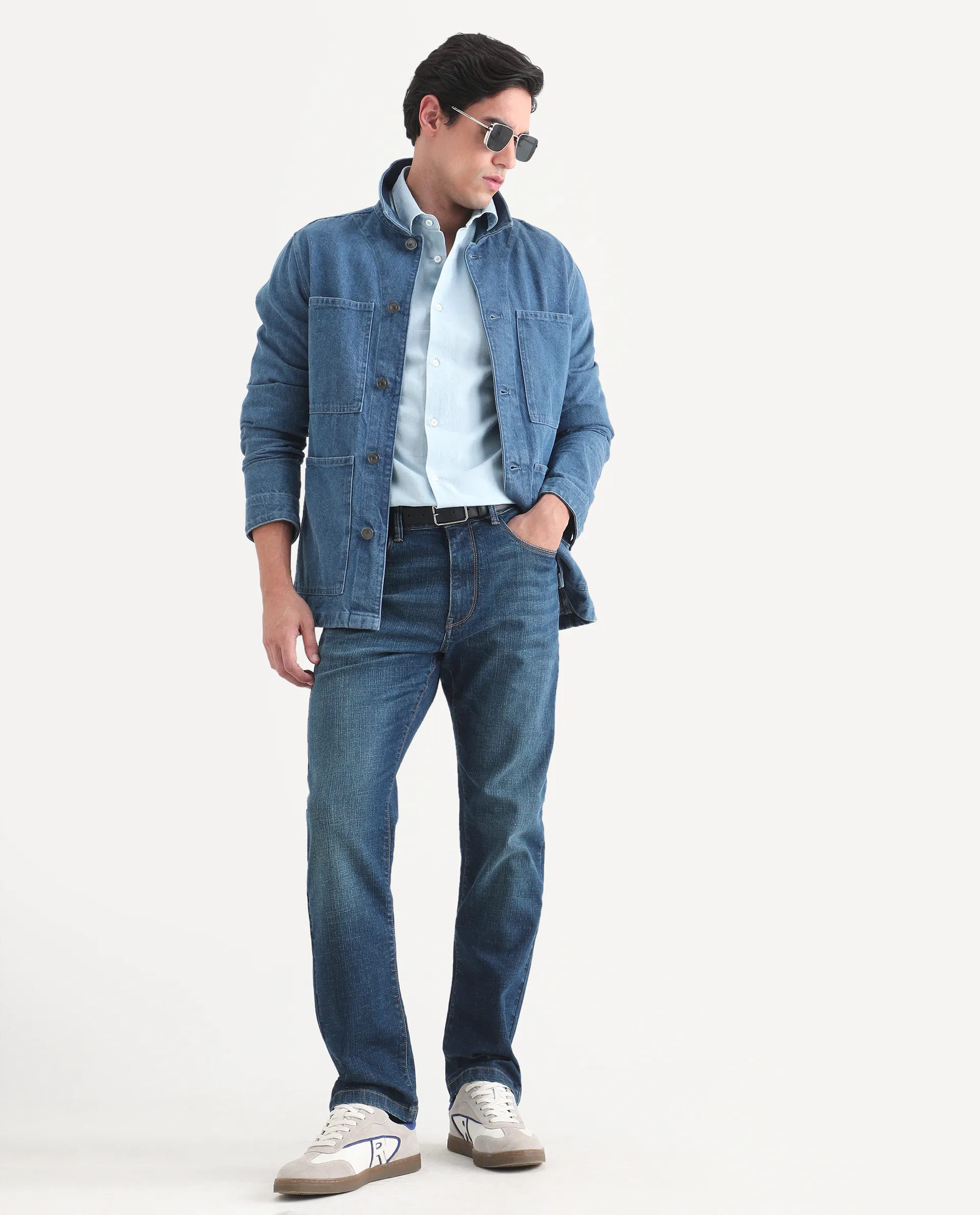 Rare Rabbit Men's Axel M Blue Cotton Blend Morris Regular Fit Plain Jeans - Image 7