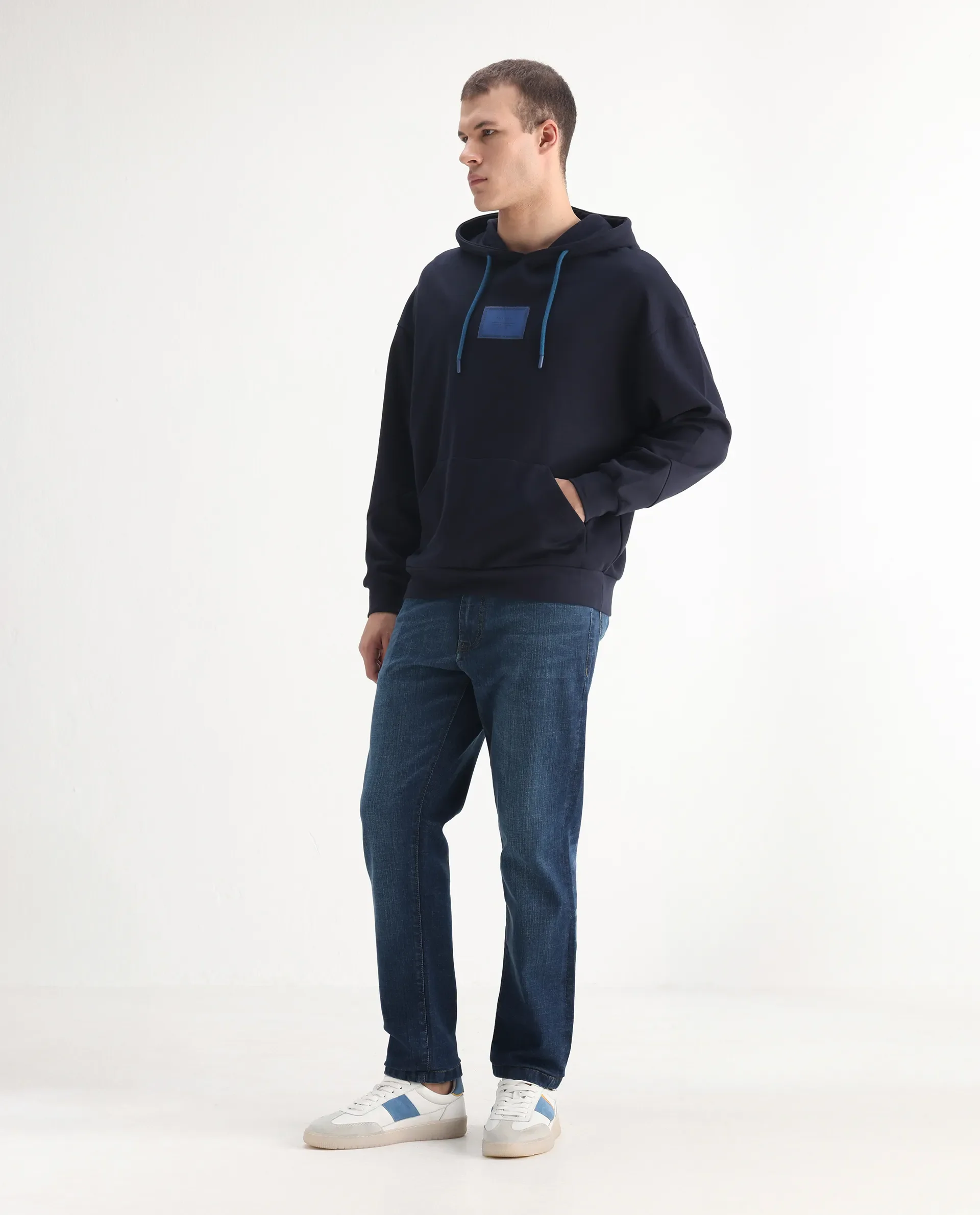 Rare Rabbit Men's Axel Blue Cotton Blend Plain Morris Regular Fit Jeans - Image 5