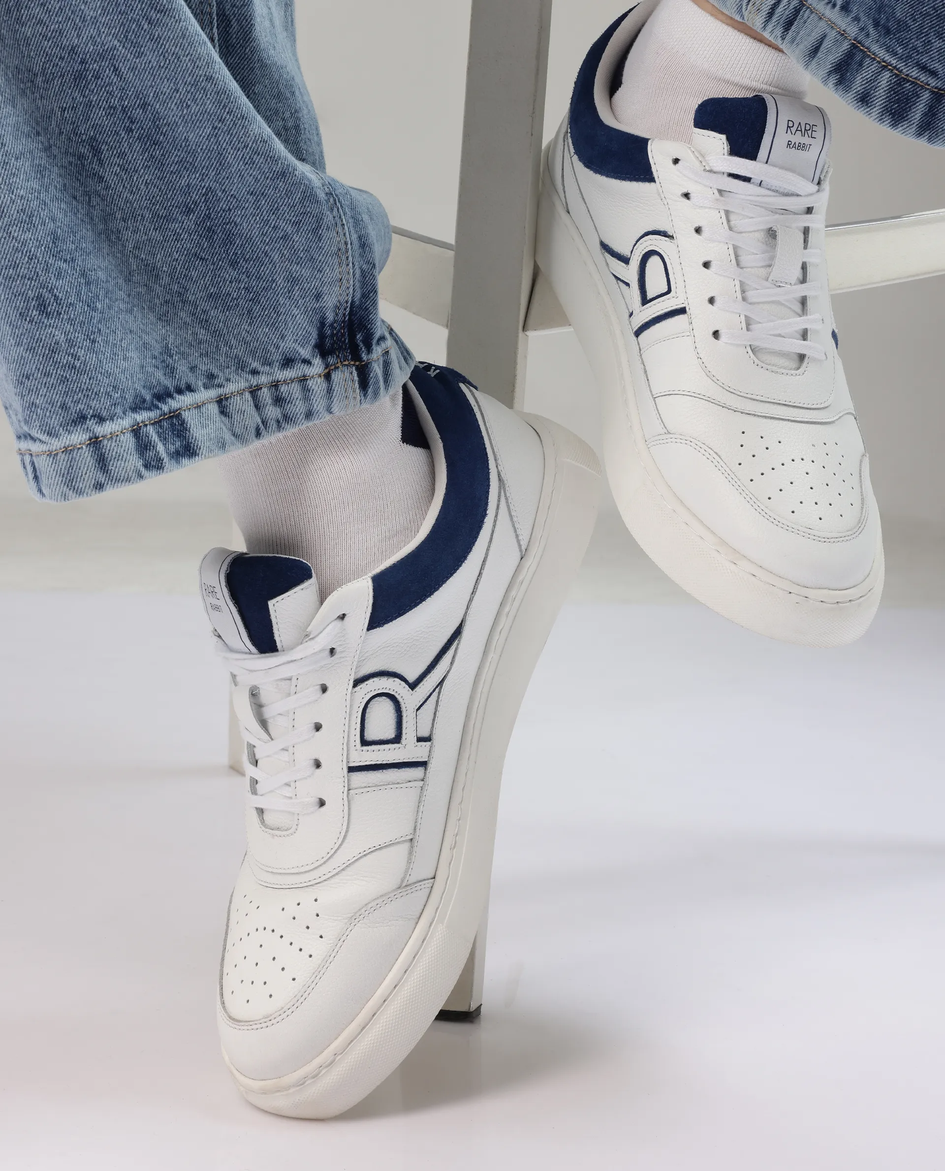 Rare Rabbit Men Axiom White Premium Suede Genuine Leather Dualtone Lace-Up Shoes - Image 2