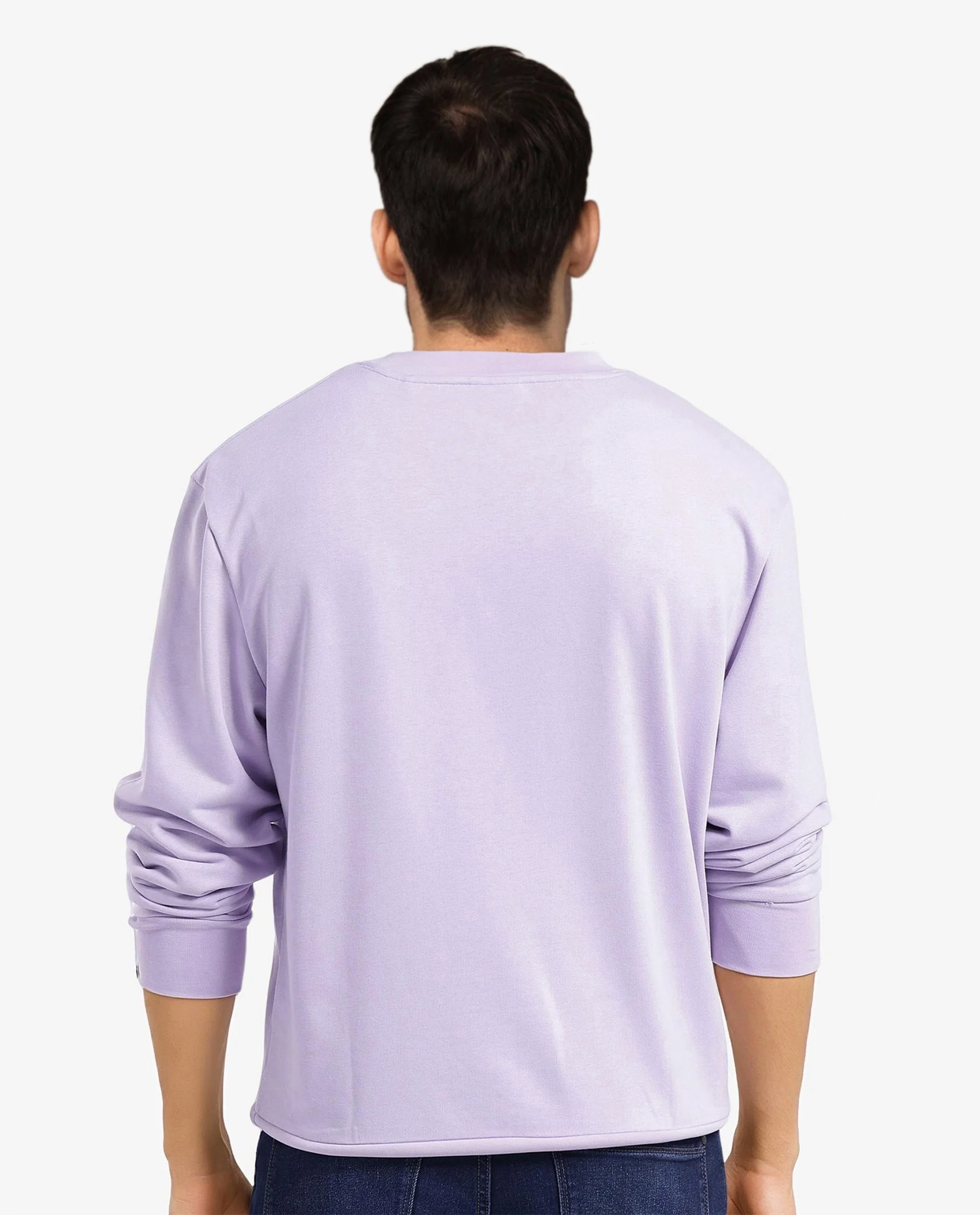 Rare Rabbit Men's Axton Pastel Purple Cotton Graphic Print Regular Fit Full Sleeve Crew Neck Sweatshirt - Image 5