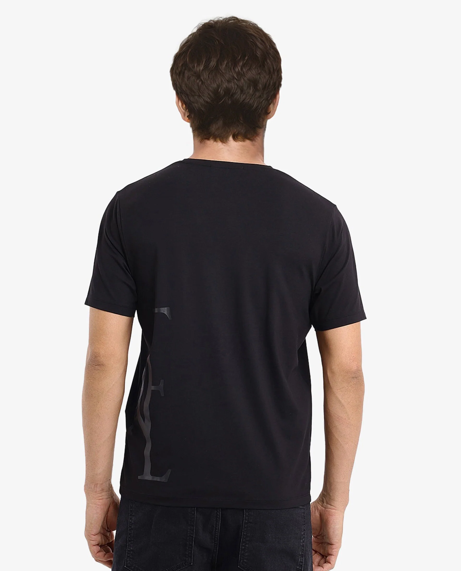Rare Rabbit Men's Ayden Black Cotton Graphic Print Regular Fit Half Sleeve Crew Neck T-Shirt - Image 5