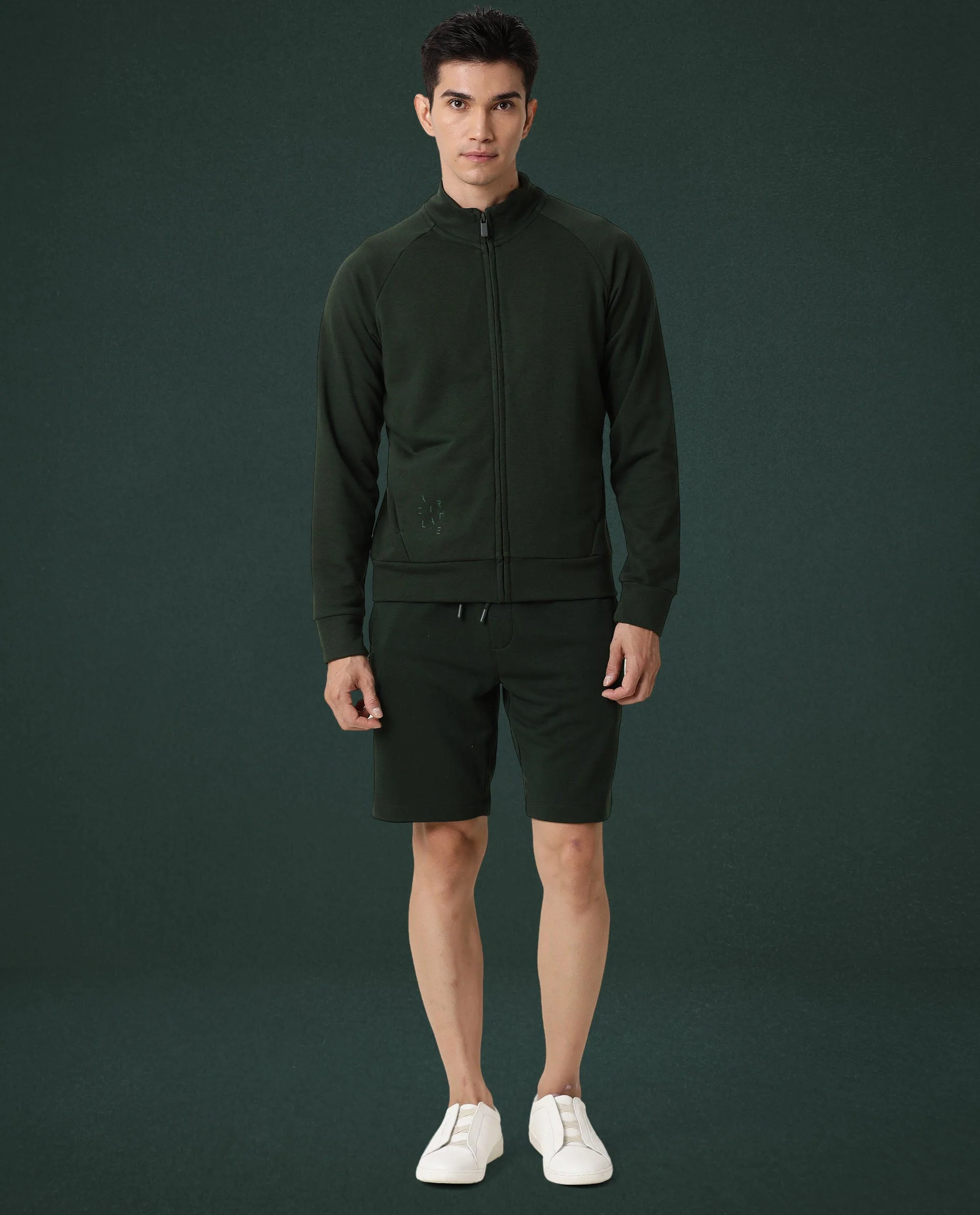 Rare Rabbit Articale Men's Azil Mountain Green High Neck Zip-Up Jacket - Image 2