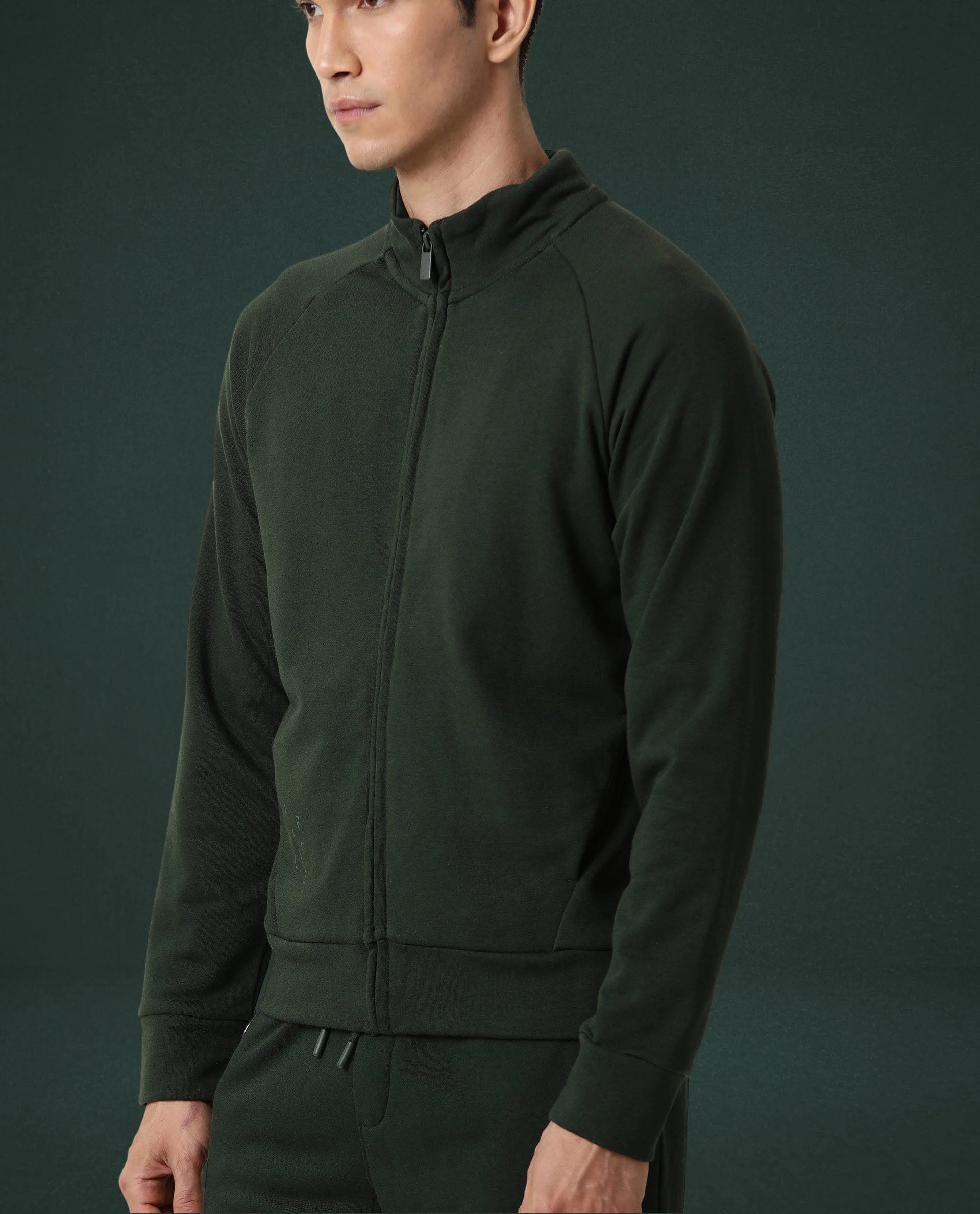 Rare Rabbit Articale Men's Azil Mountain Green High Neck Zip-Up Jacket - Image 4