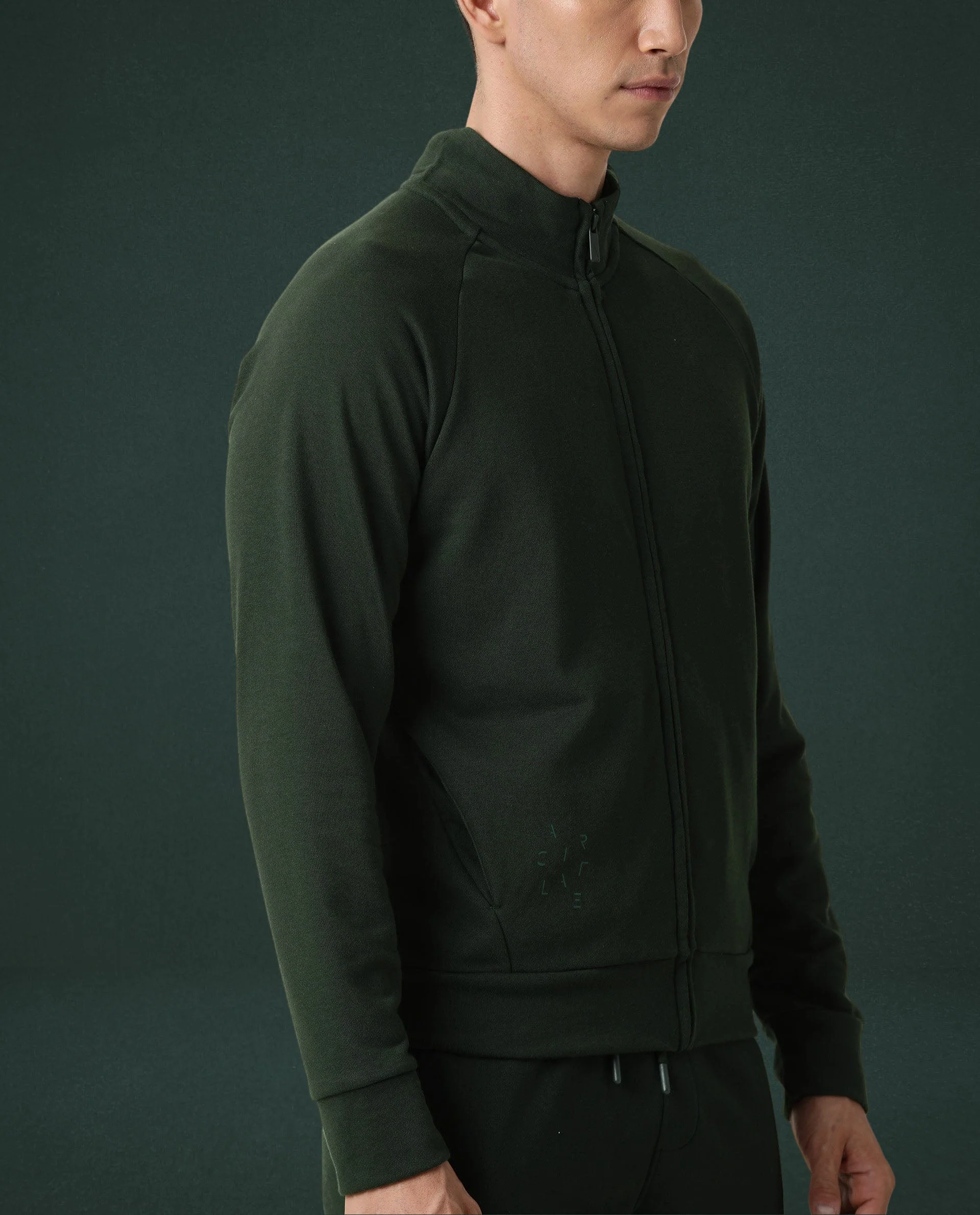 Rare Rabbit Articale Men's Azil Mountain Green High Neck Zip-Up Jacket - Image 5