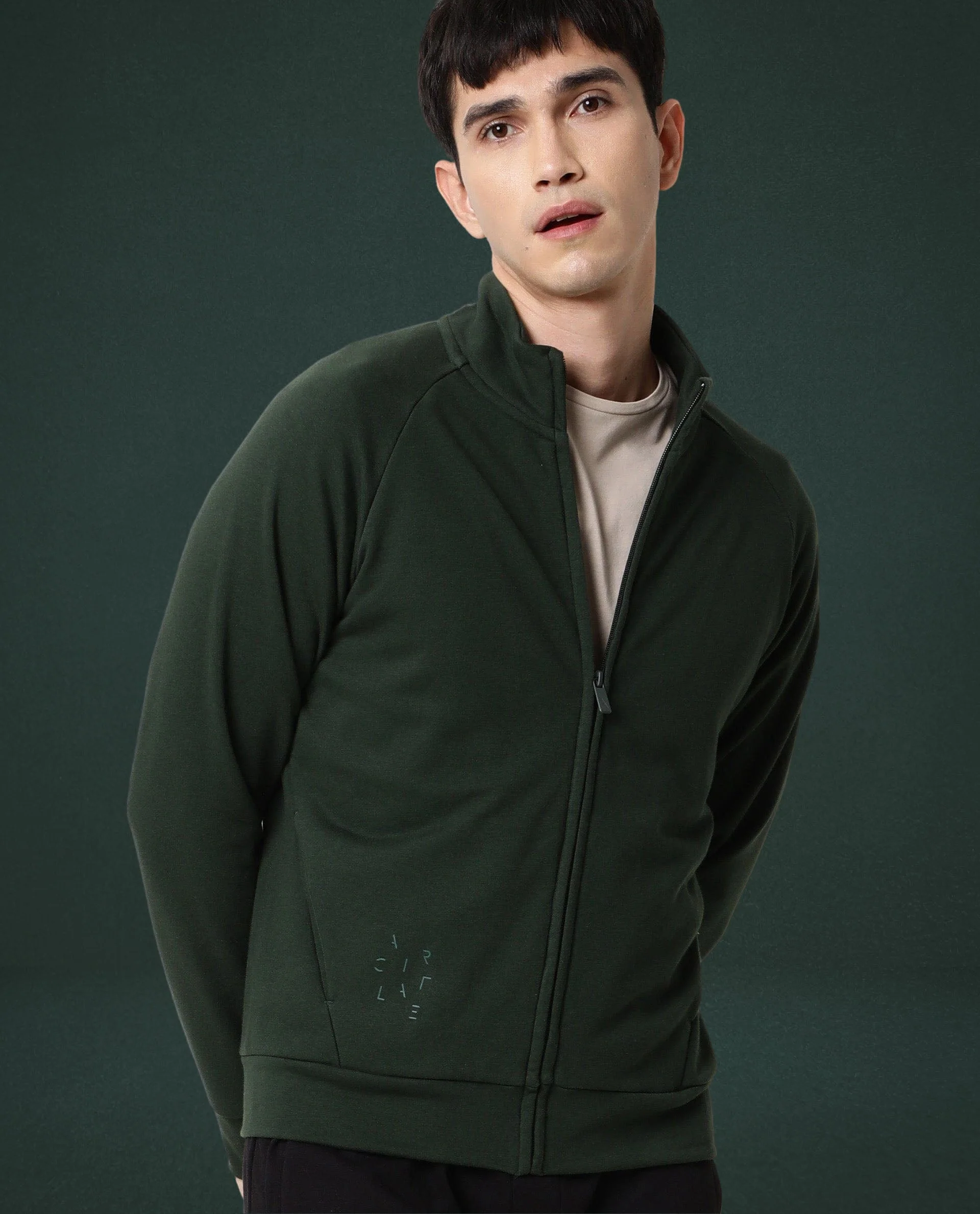 Rare Rabbit Articale Men's Azil Mountain Green High Neck Zip-Up Jacket - Image 7