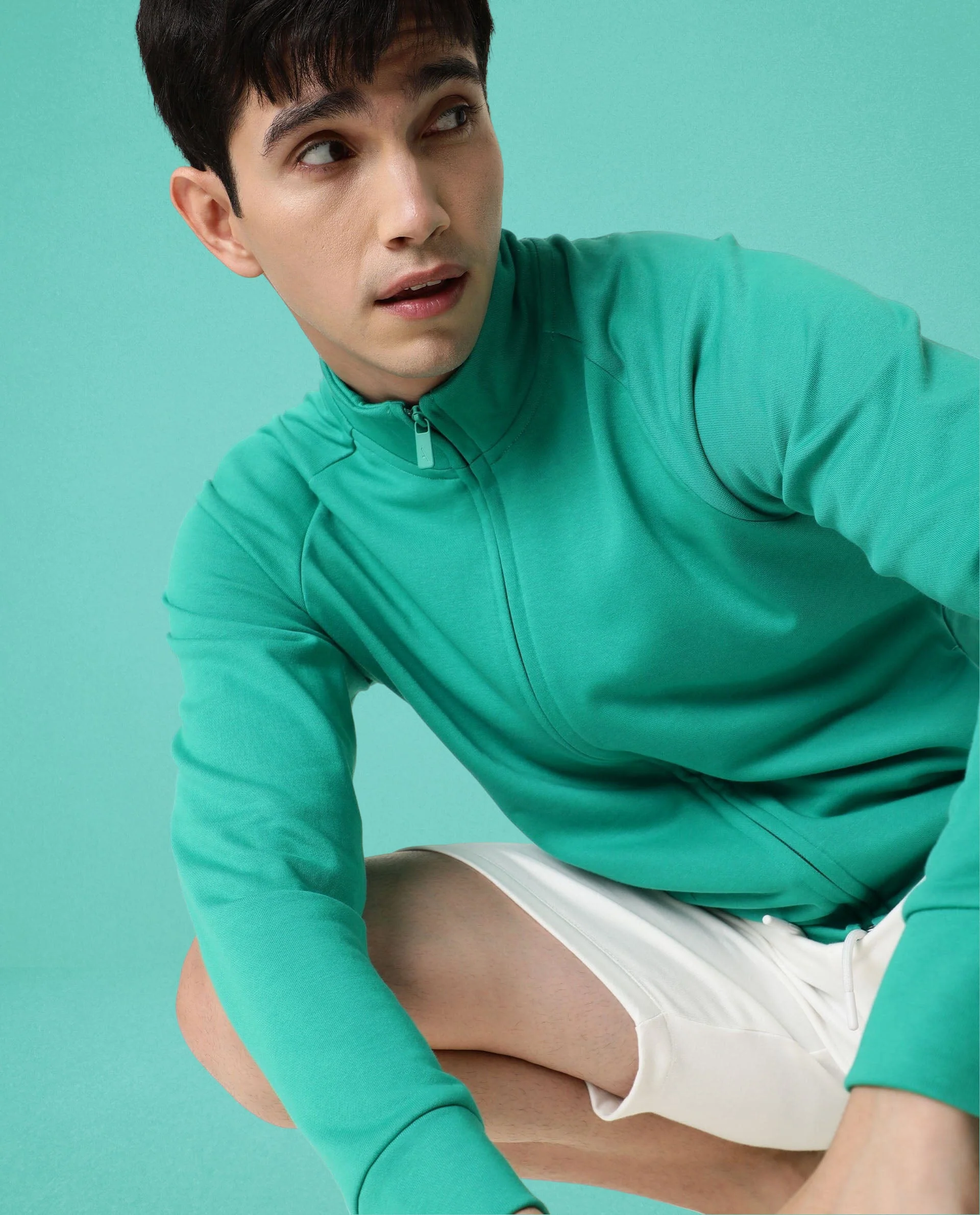 Rare Rabbit Articale Men's Azil Emerald Green High Neck Zip-Up Jacket - Image 3