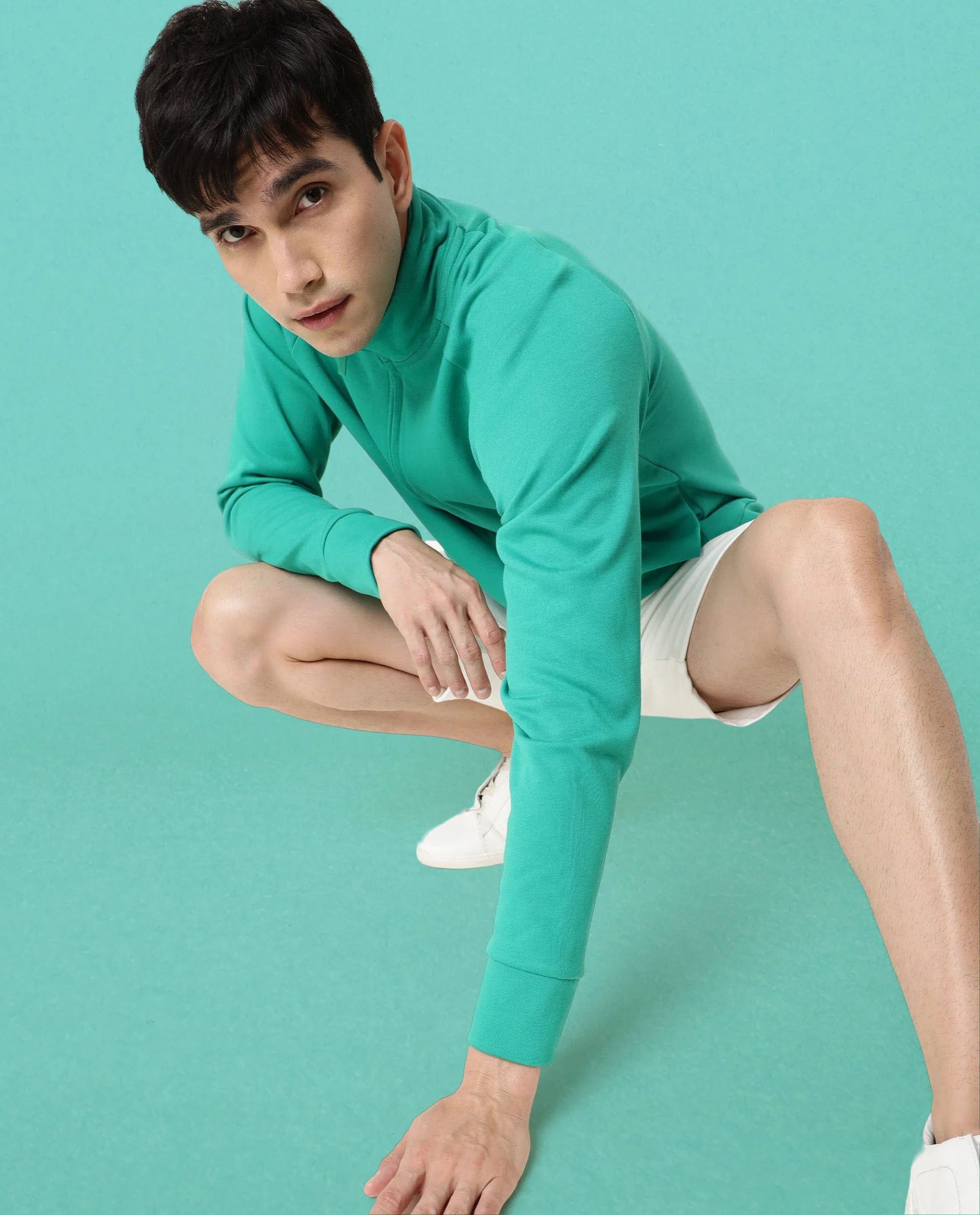 Rare Rabbit Articale Men's Azil Emerald Green High Neck Zip-Up Jacket - Image 5