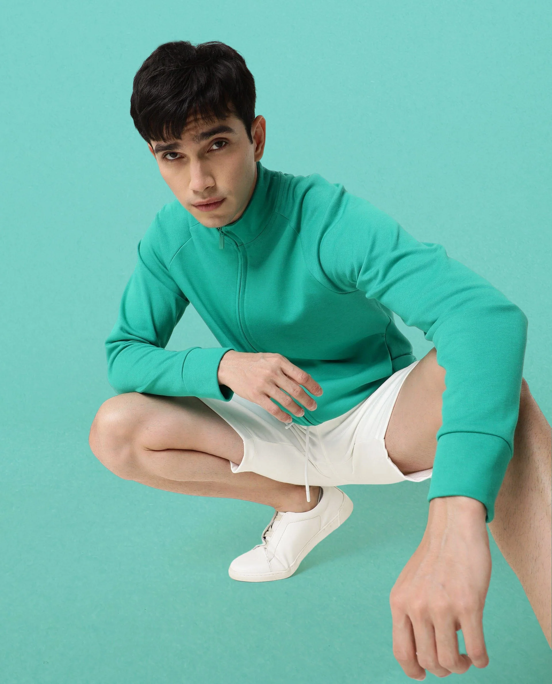 Rare Rabbit Articale Men's Azil Emerald Green High Neck Zip-Up Jacket - Image 7