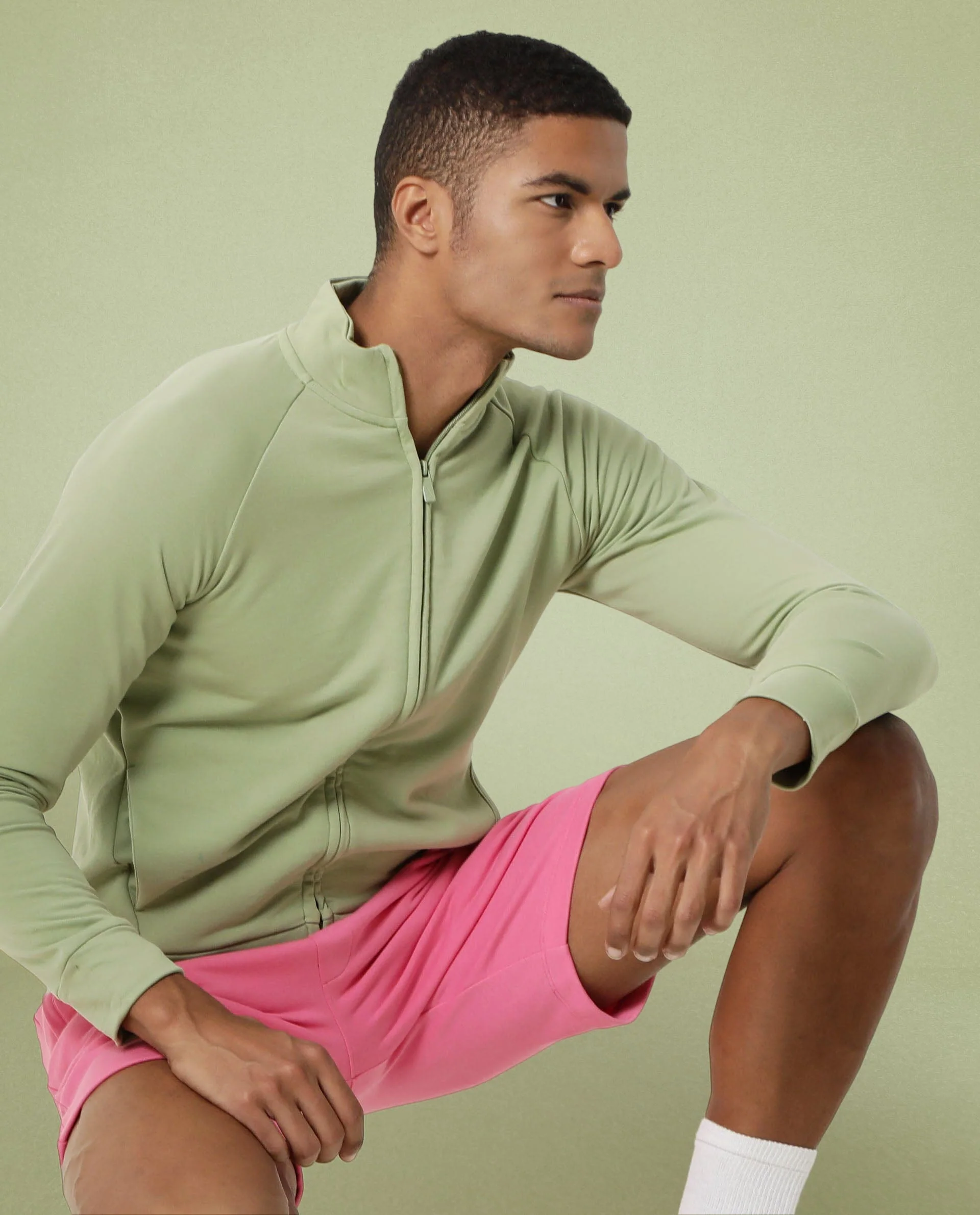 Rare Rabbit Articale Men's Azil Cardamom Green High Neck Zip-Up Jacket - Image 5