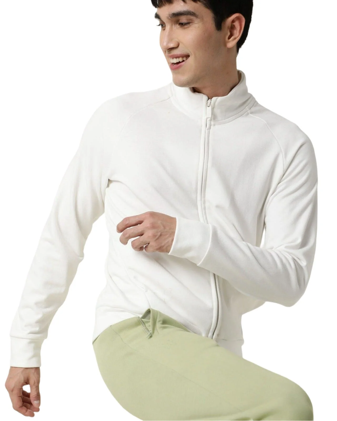 Rare Rabbit Articale Men's Azil Ivory White High Neck Zip-Up Jacket - Image 7