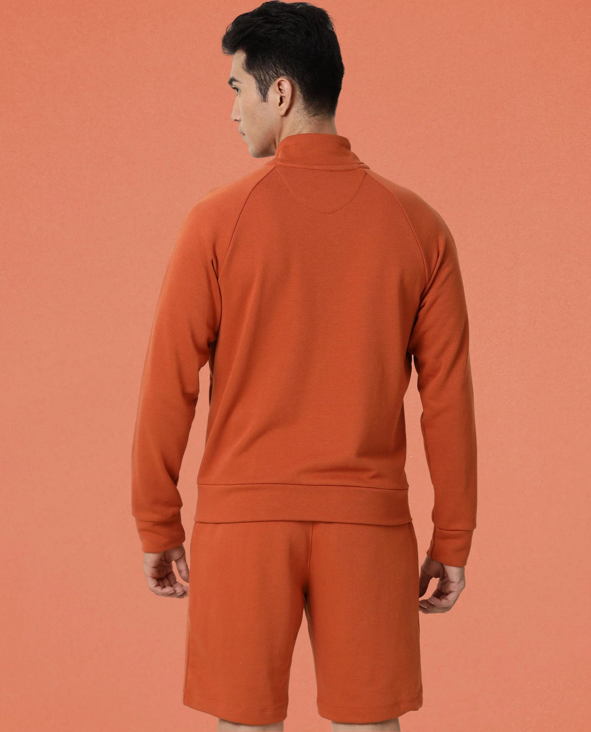 Rare Rabbit Articale Men's Azil Tangy Orange High Neck Zip-Up Jacket - Image 5
