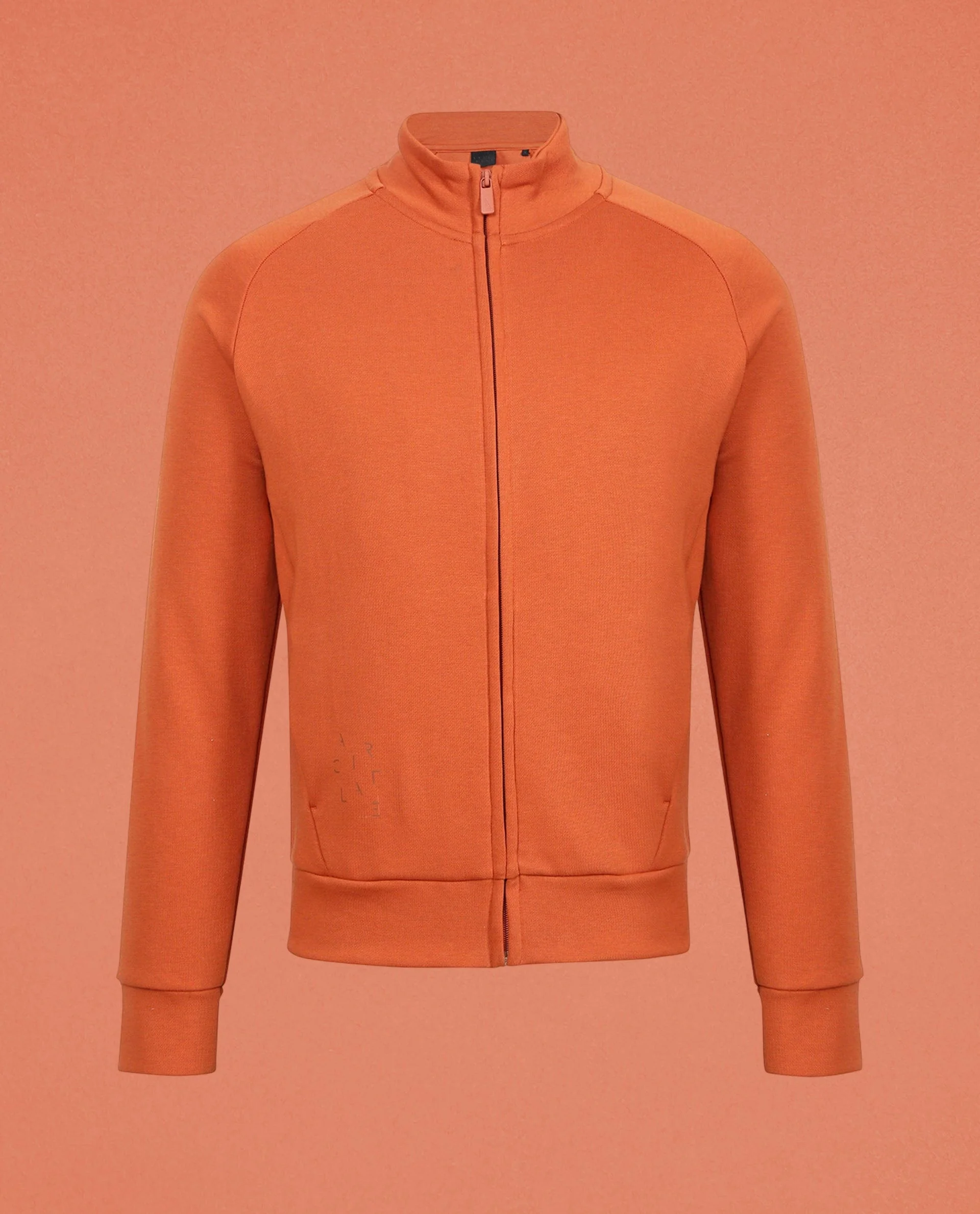 Rare Rabbit Articale Men's Azil Tangy Orange High Neck Zip-Up Jacket - Image 6