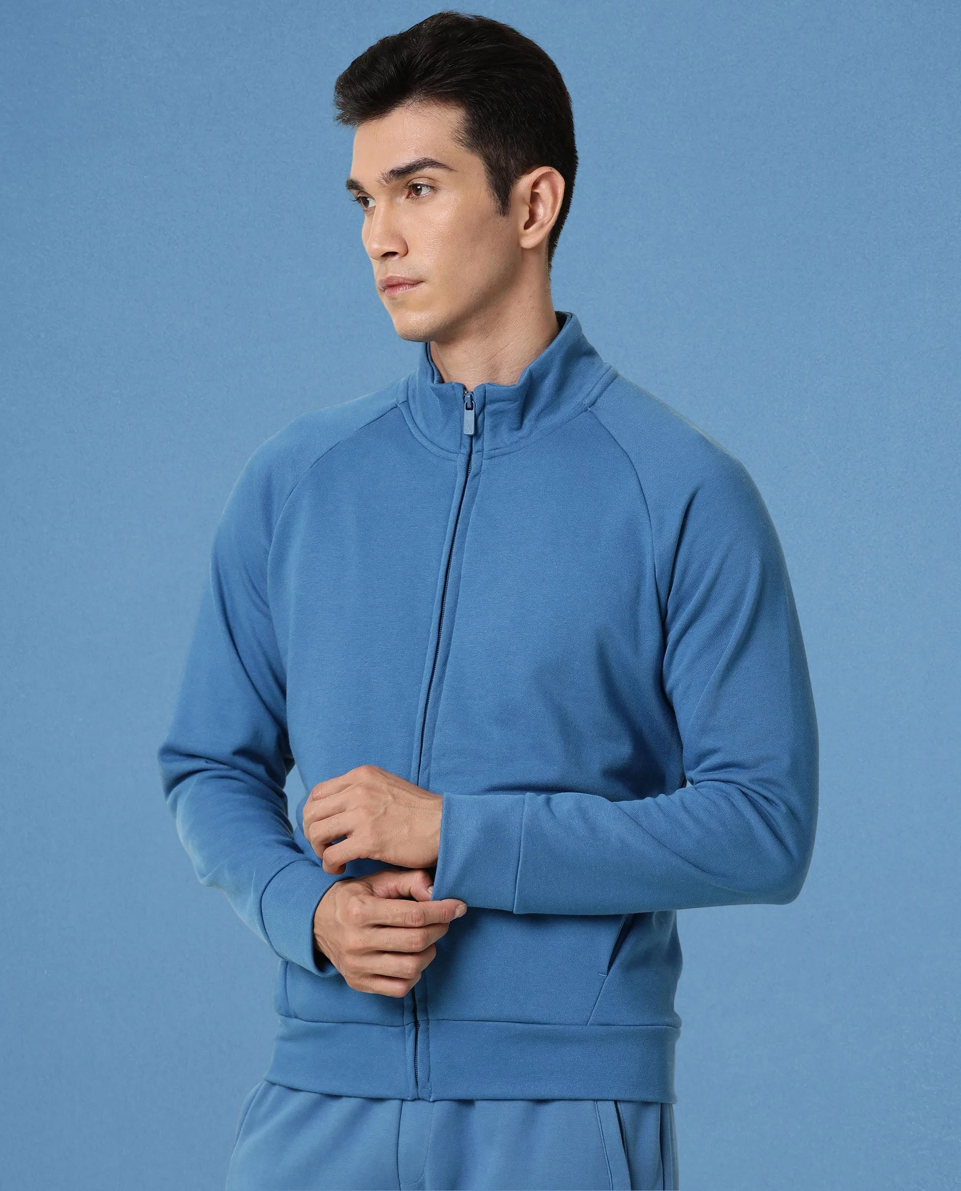 Rare Rabbit Articale Men's Azil Enamel Blue High Neck Zip-Up Jacket - Image 3