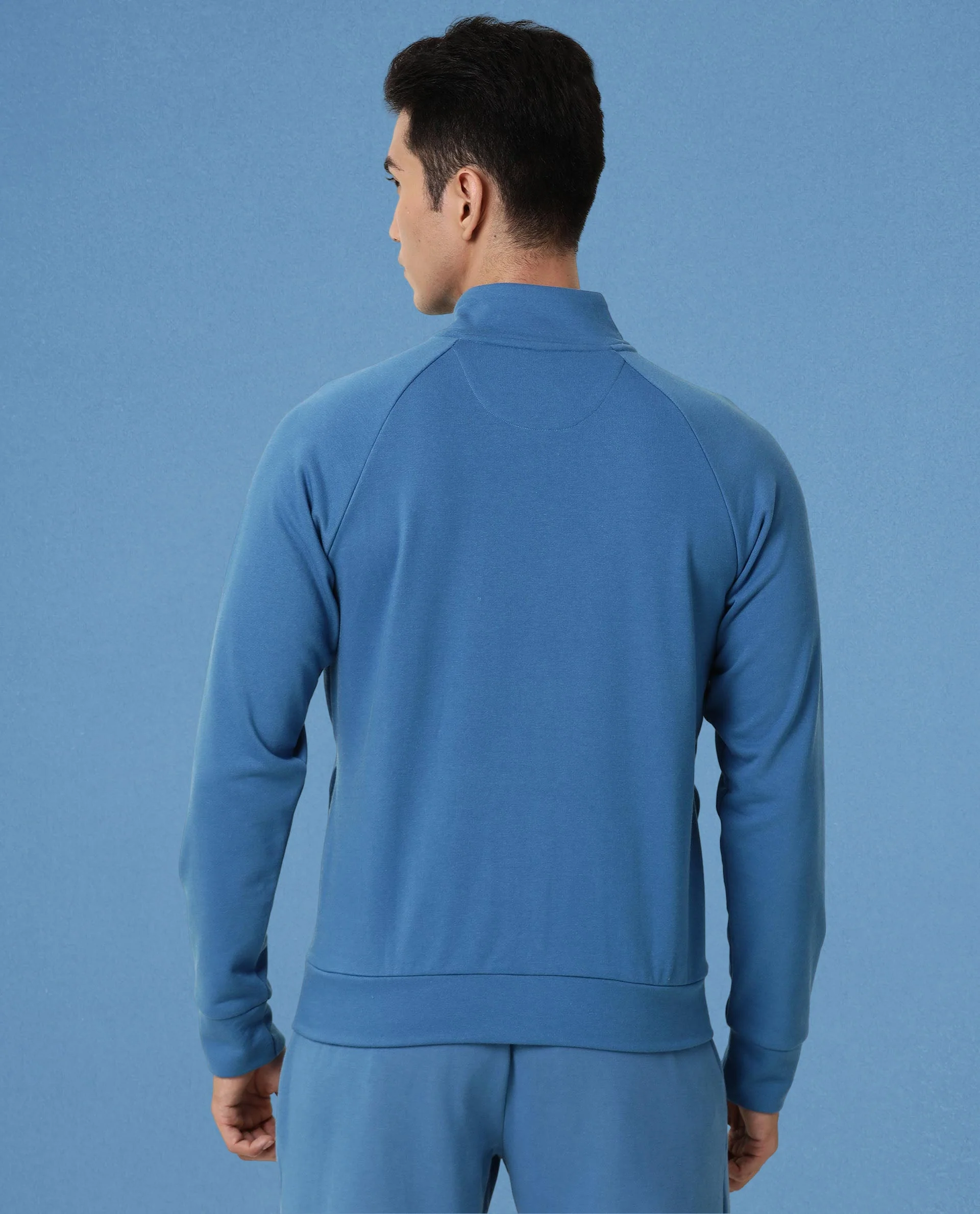 Rare Rabbit Articale Men's Azil Enamel Blue High Neck Zip-Up Jacket - Image 6
