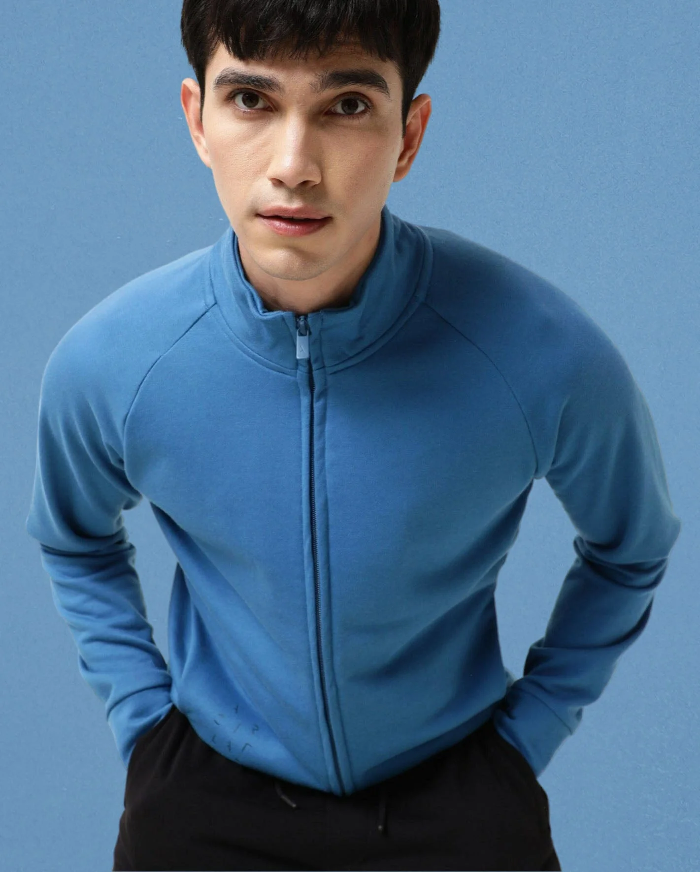 Rare Rabbit Articale Men's Azil Enamel Blue High Neck Zip-Up Jacket - Image 8