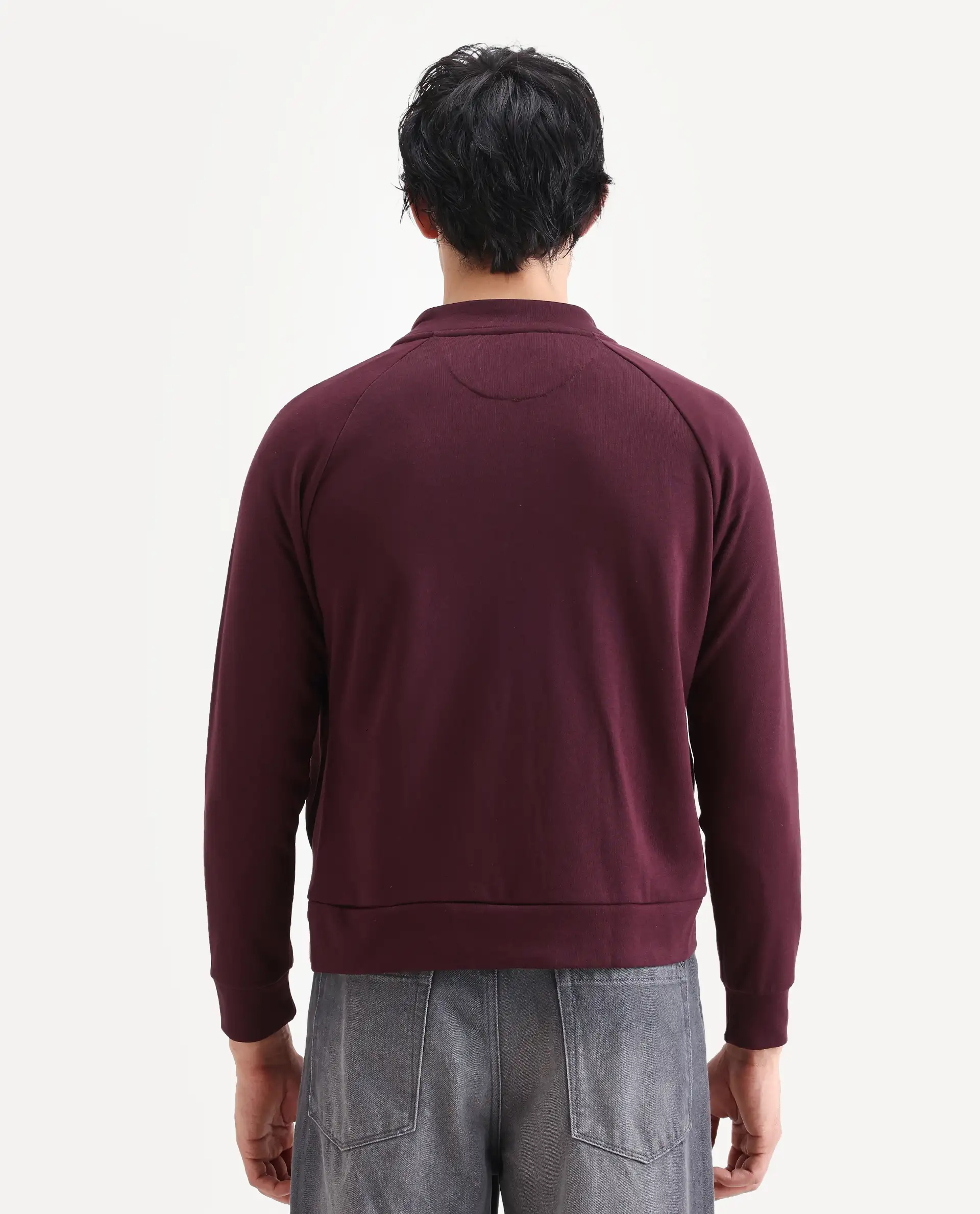 Rare Rabbit Articale Men's Azil Burnt Prune High Neck Zip-Up Jacket - Image 7