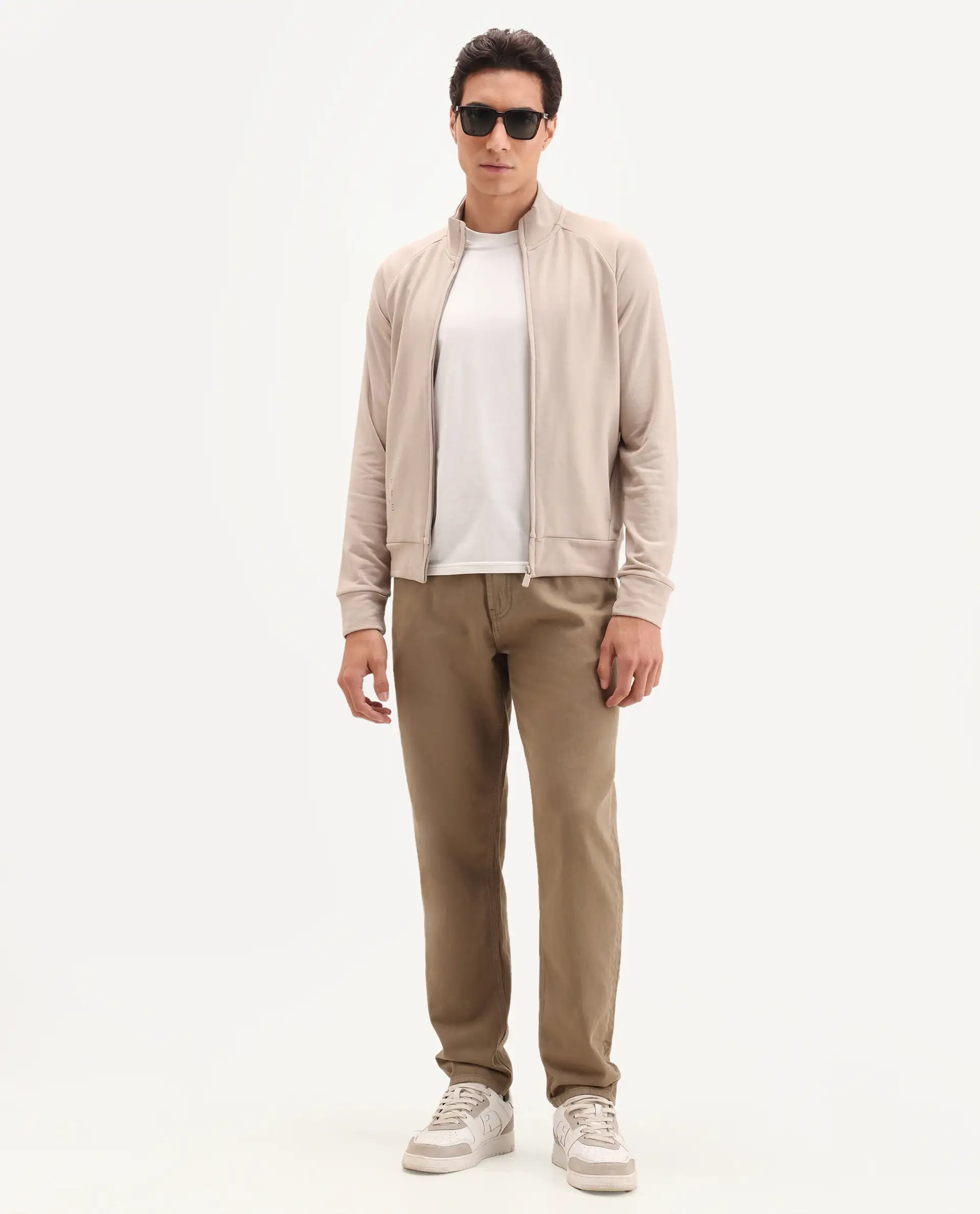 Rare Rabbit Articale Men's Azil Sand Beige High Neck Zip-Up Jacket - Image 2