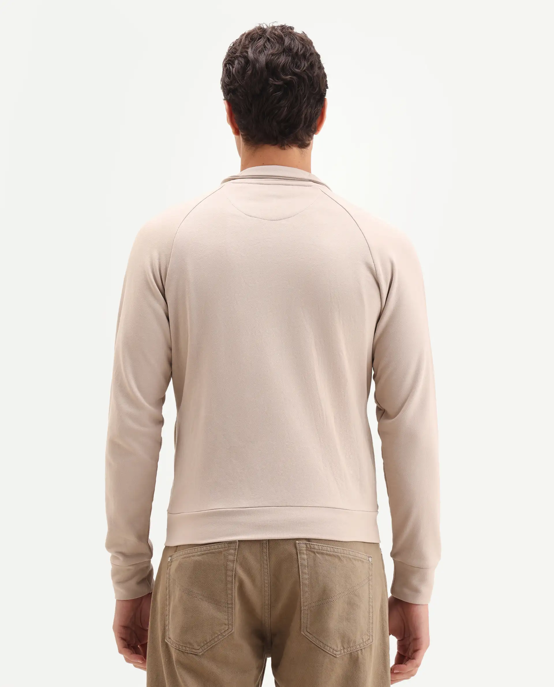 Rare Rabbit Articale Men's Azil Sand Beige High Neck Zip-Up Jacket - Image 8