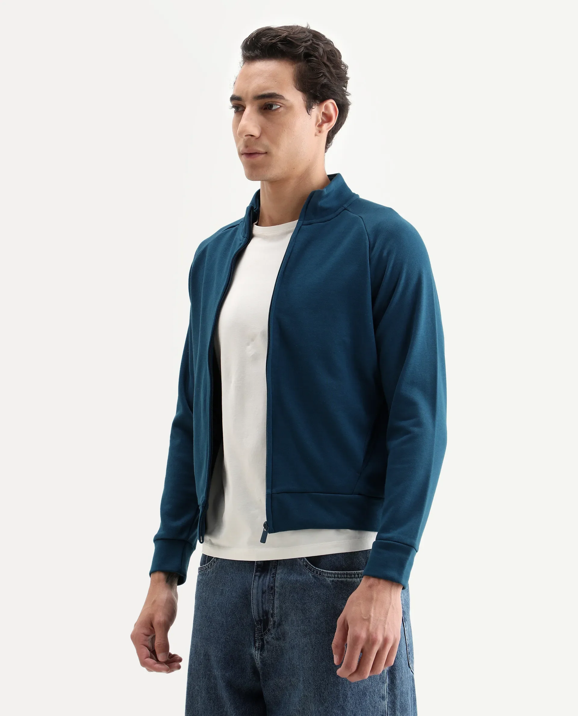 Rare Rabbit Articale Men's Azil Oyester Teal High Neck Zip-Up Jacket - Image 5