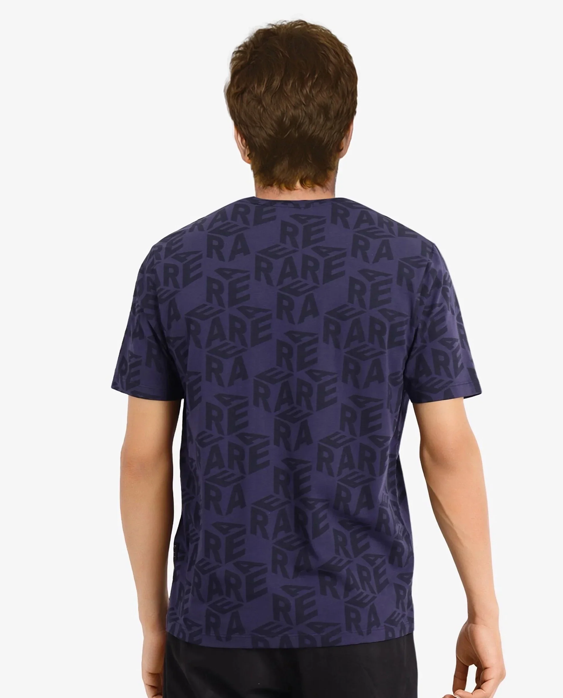 Rare Rabbit Men's Azo Dusky Blue Cotton Graphic Print Regular Fit Half Sleeve Crew Neck T-Shirt - Image 4
