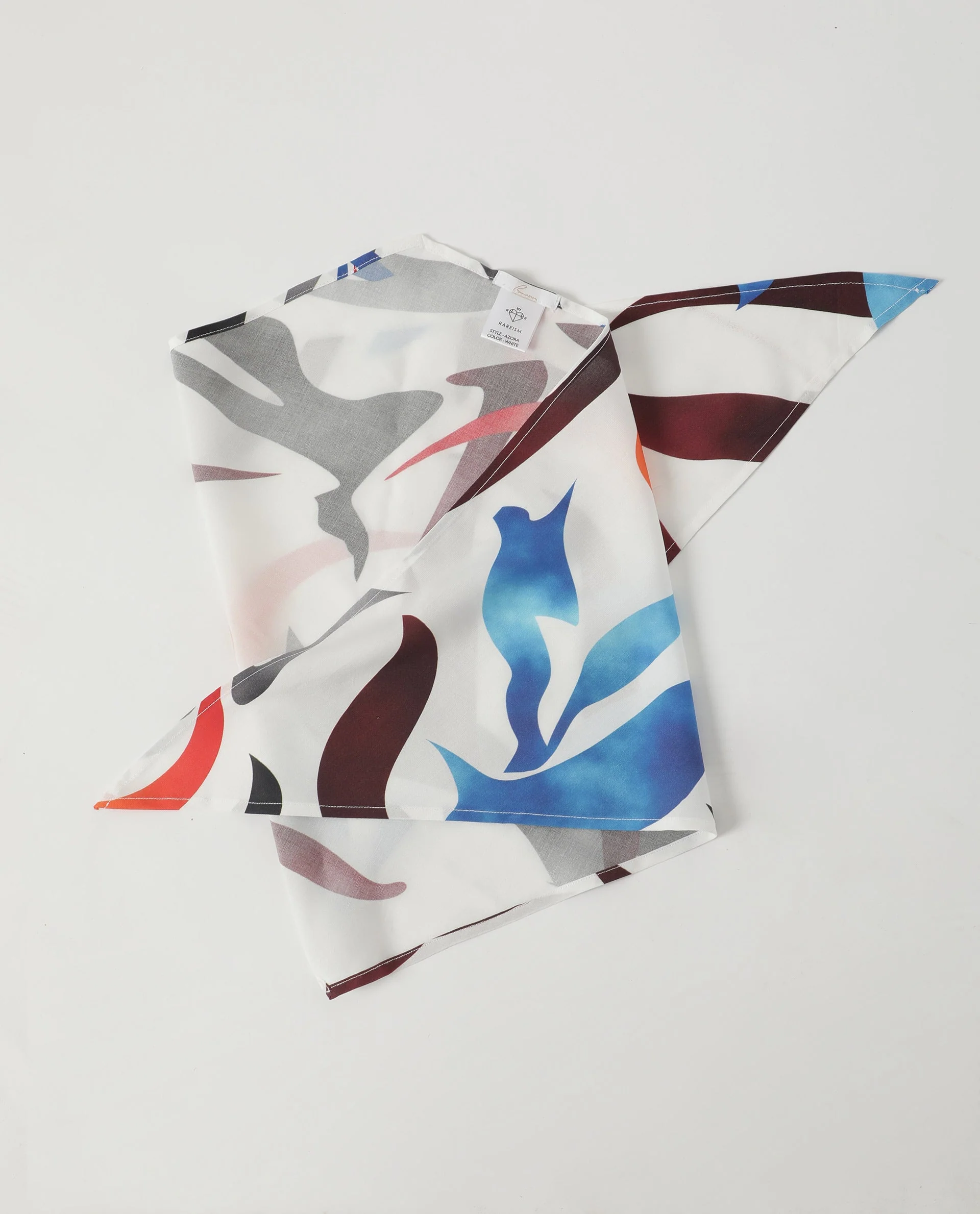 Rareism Women Azora White Scarf Cotton Silk Fabric - Image 4