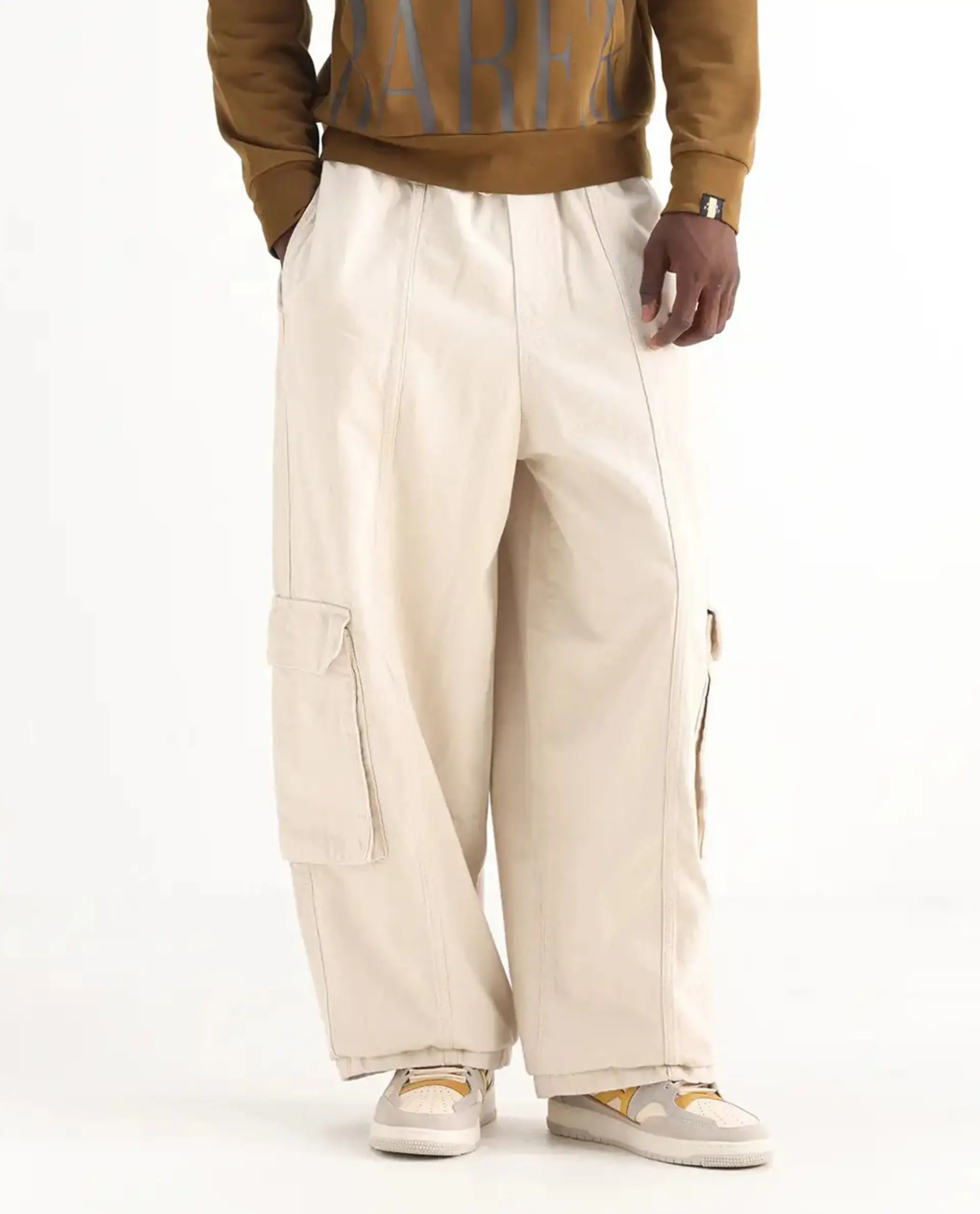 Rare Rabbit Men's Azort Beige Cotton Plain Baggy Fit Jeans - Image 10