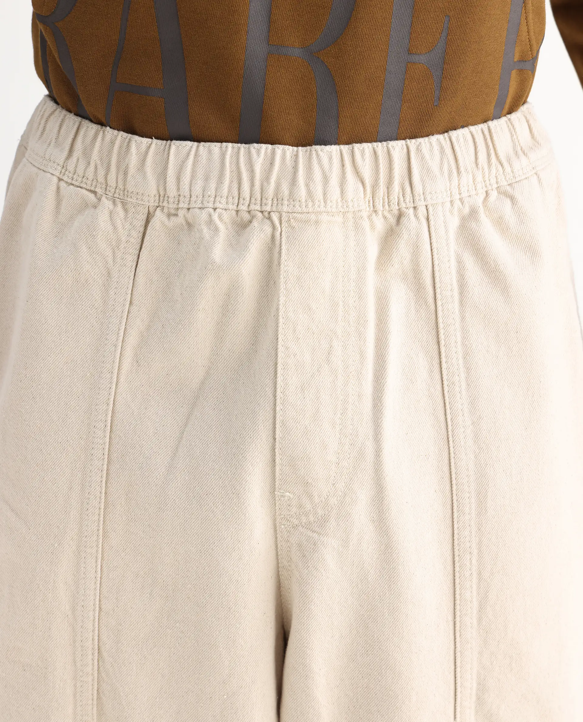 Rare Rabbit Men's Azort Beige Cotton Plain Baggy Fit Jeans - Image 4