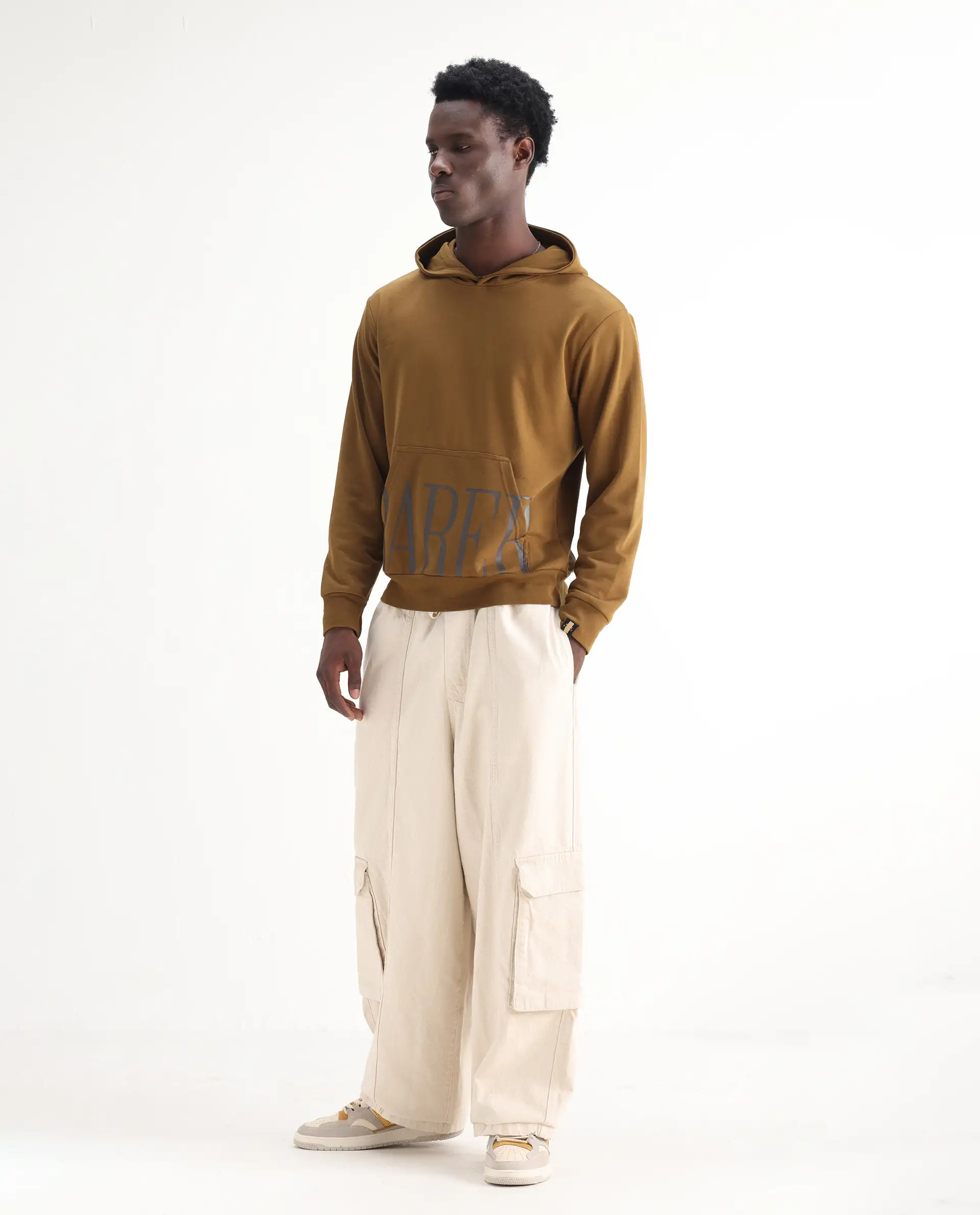Rare Rabbit Men's Azort Beige Cotton Plain Baggy Fit Jeans - Image 7