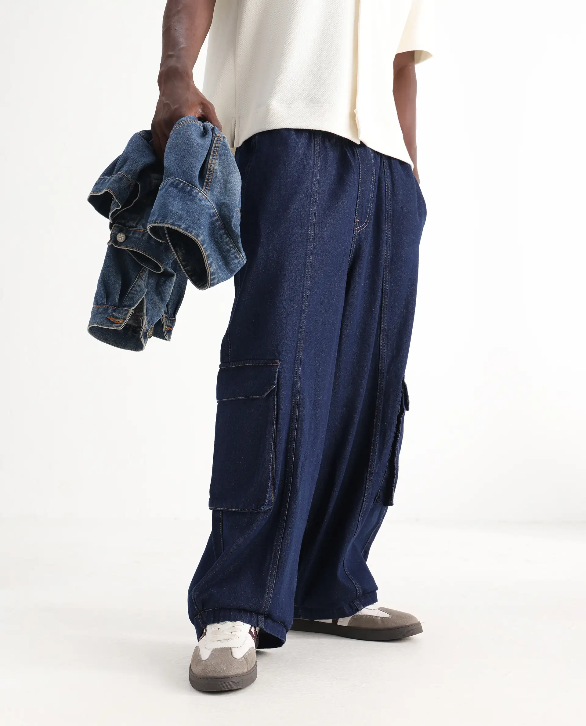 Rare Rabbit Men's Azort Blue Cotton Plain Baggy Fit Jeans - Image 2