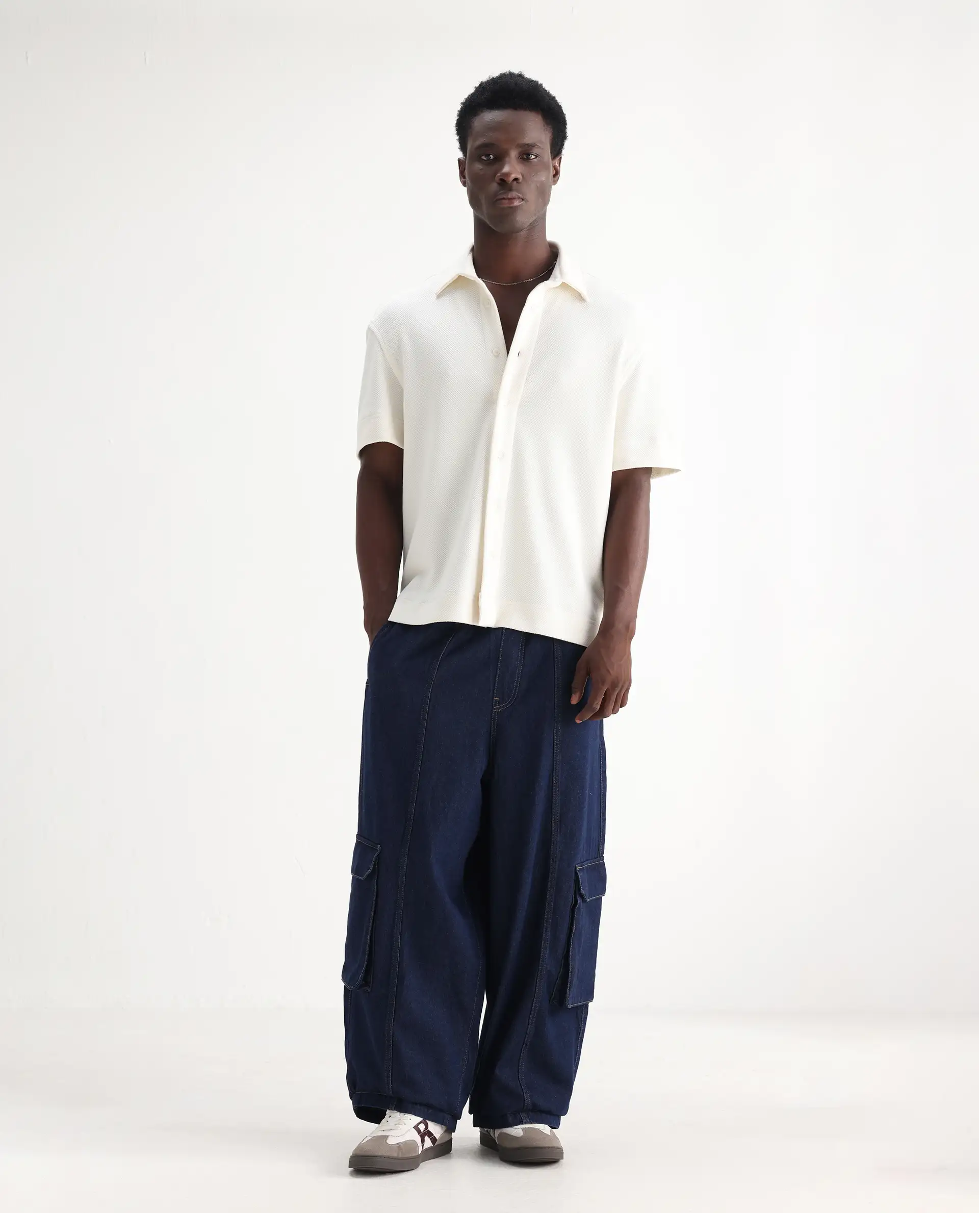 Rare Rabbit Men's Azort Blue Cotton Plain Baggy Fit Jeans - Image 3