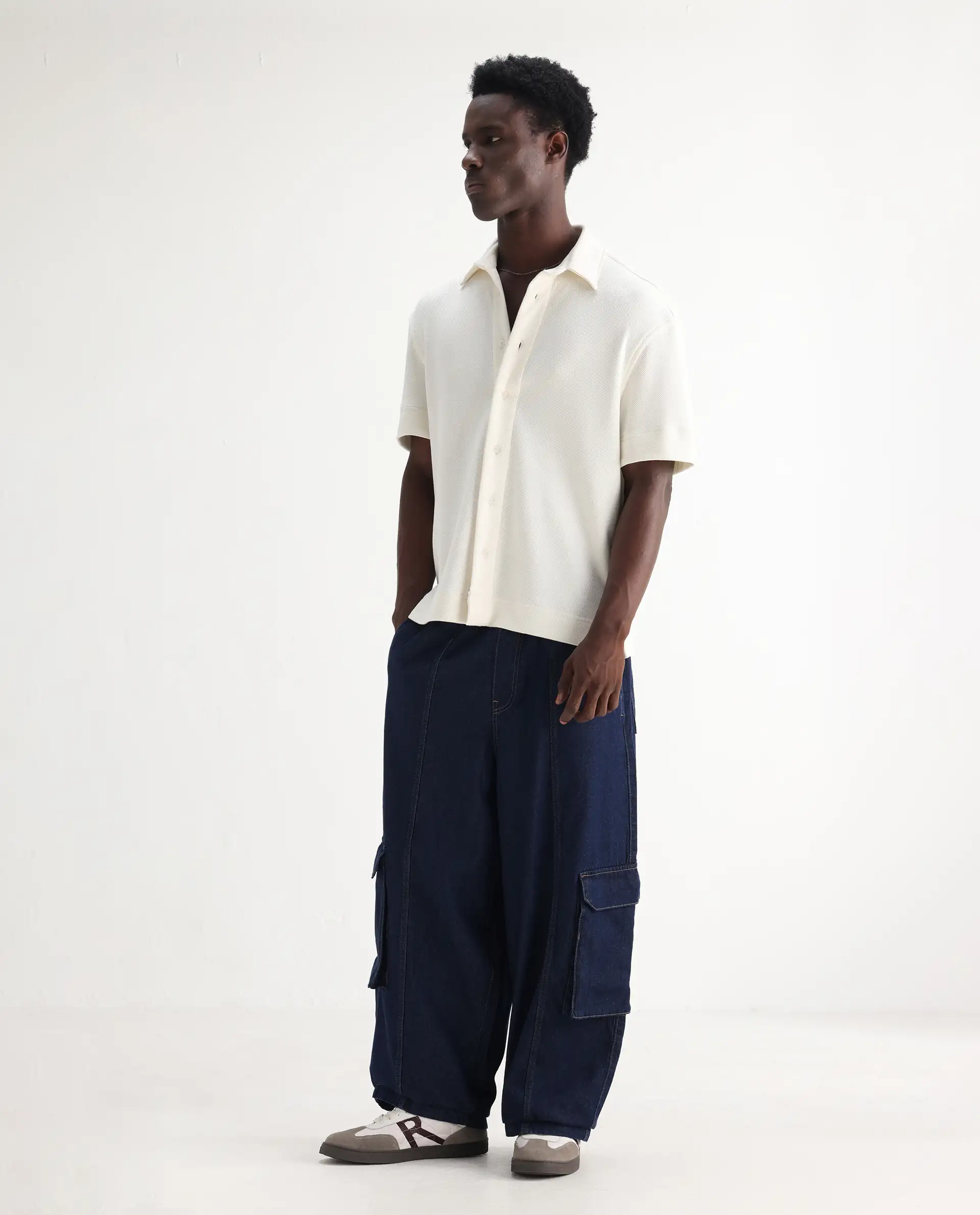 Rare Rabbit Men's Azort Blue Cotton Plain Baggy Fit Jeans - Image 5