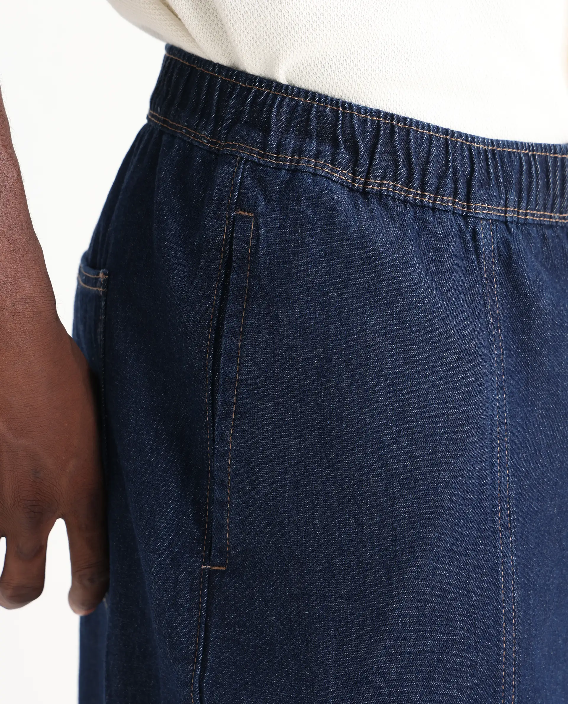 Rare Rabbit Men's Azort Blue Cotton Plain Baggy Fit Jeans - Image 6