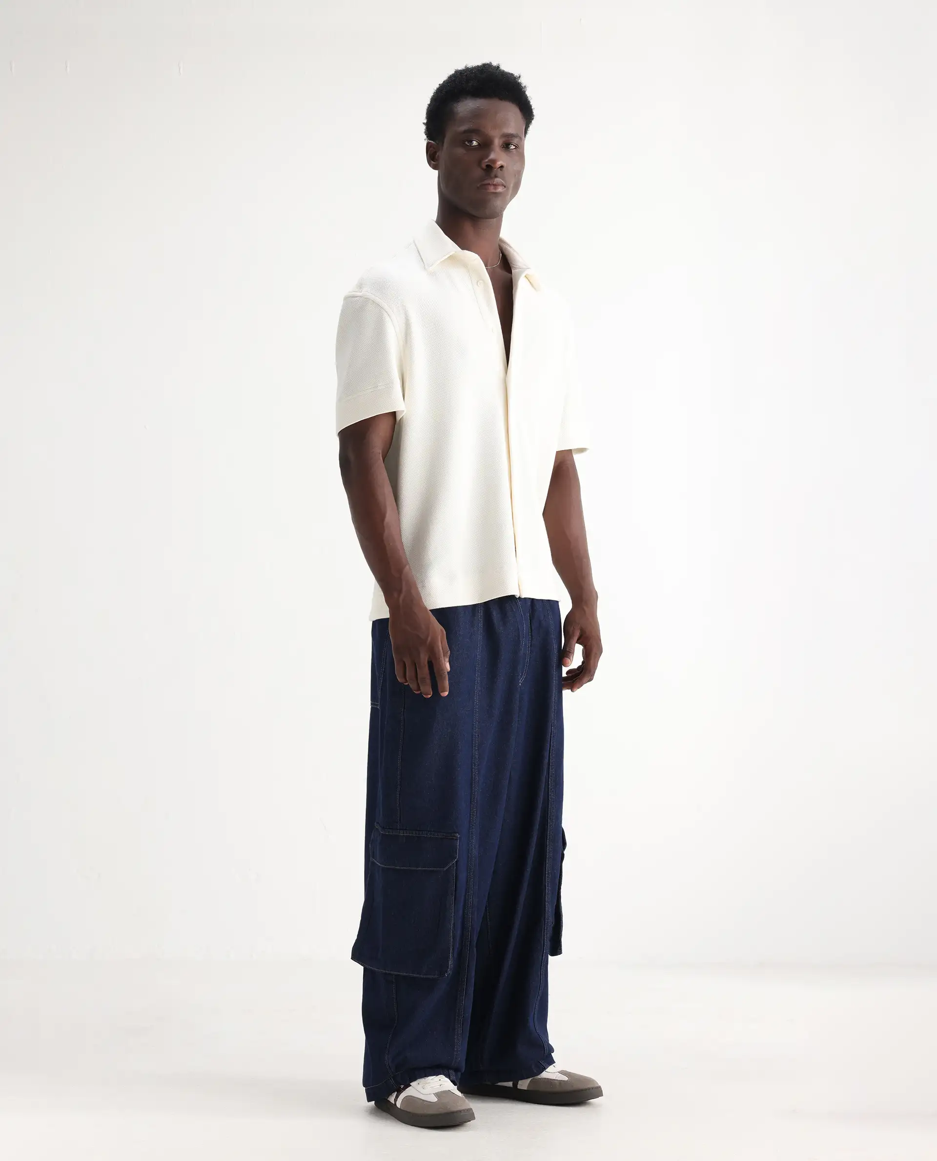 Rare Rabbit Men's Azort Blue Cotton Plain Baggy Fit Jeans - Image 7