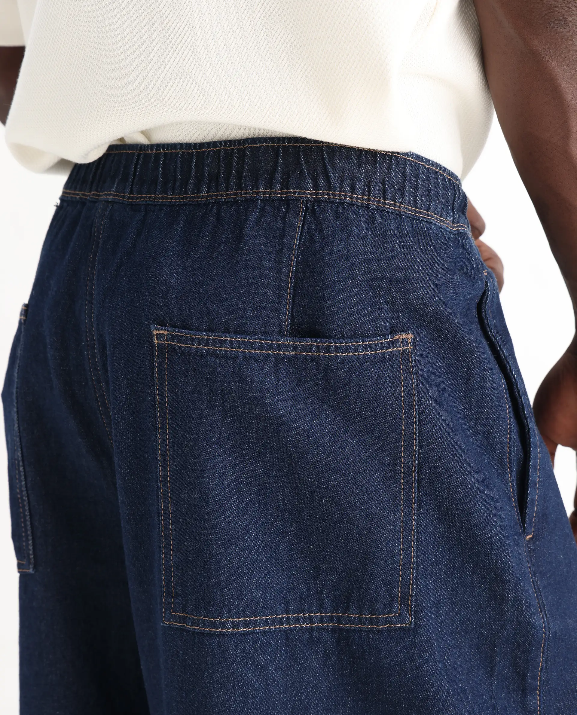 Rare Rabbit Men's Azort Blue Cotton Plain Baggy Fit Jeans - Image 8