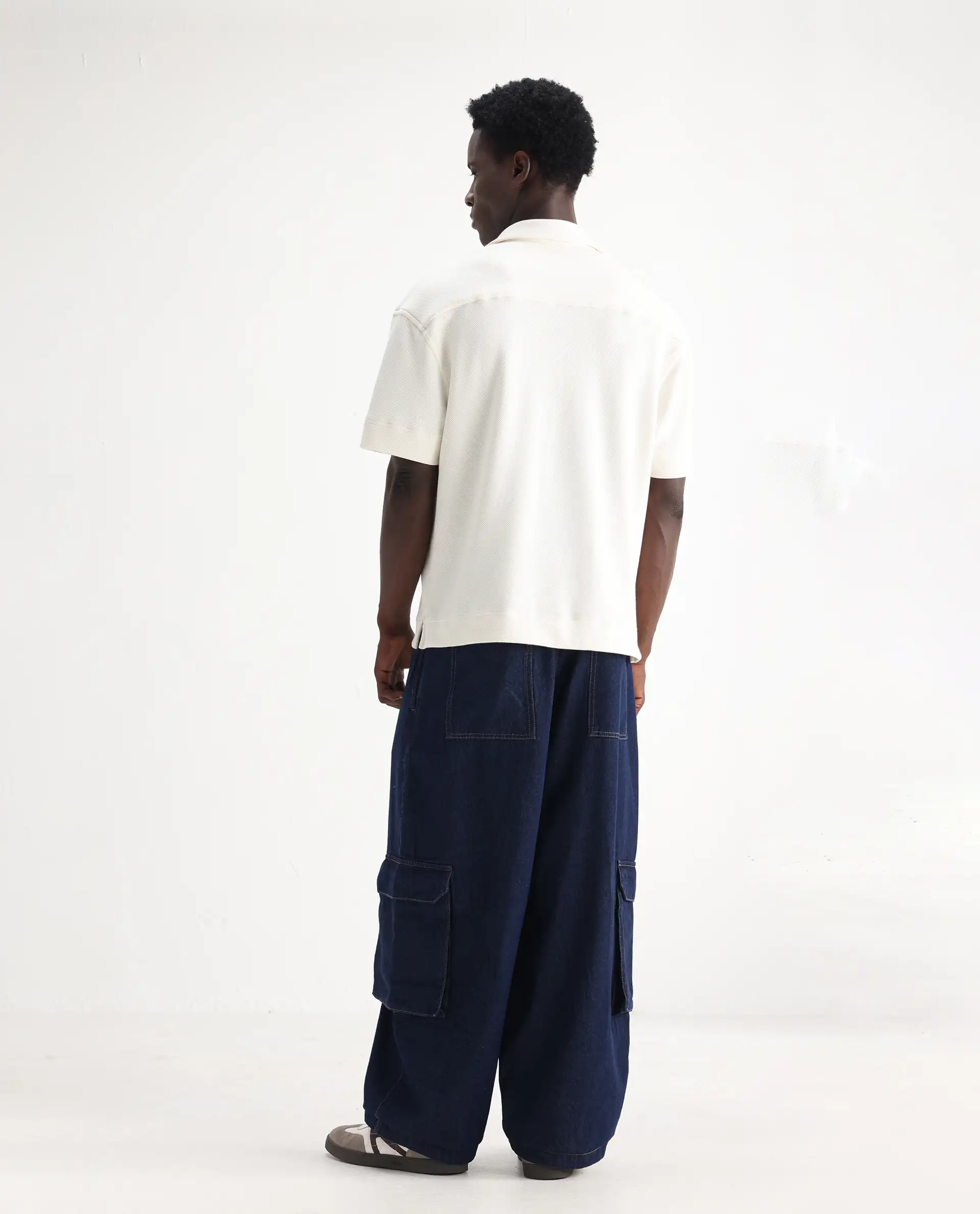 Rare Rabbit Men's Azort Blue Cotton Plain Baggy Fit Jeans - Image 9
