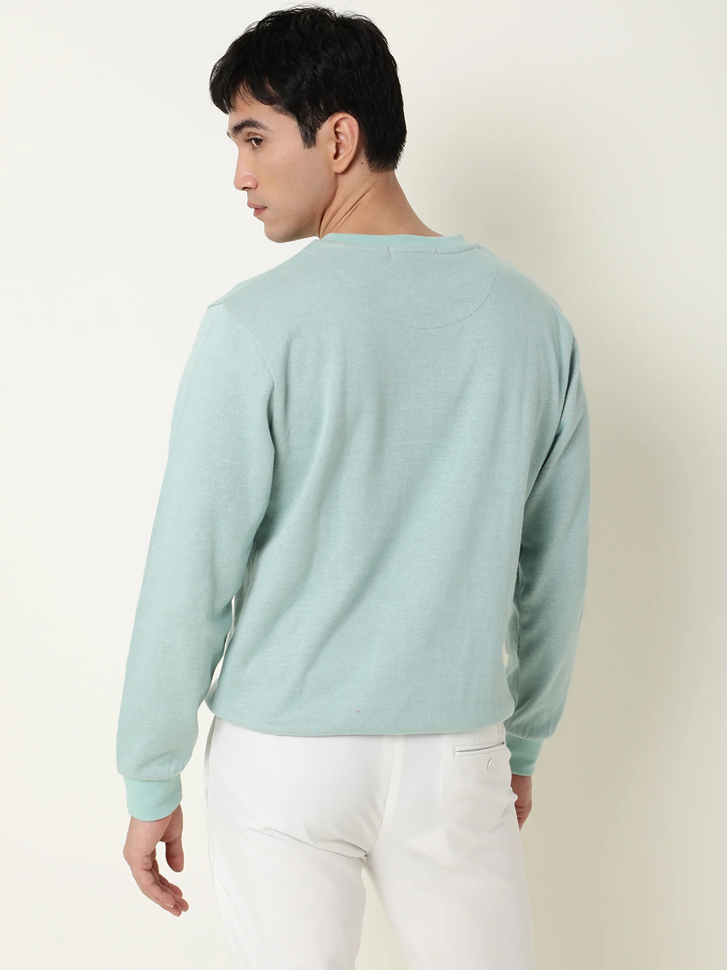 Rare Rabbit Men's Aztec Blue Cotton Printed Regular Fit Full Sleeve Crew Neck Sweatshirt - Image 5