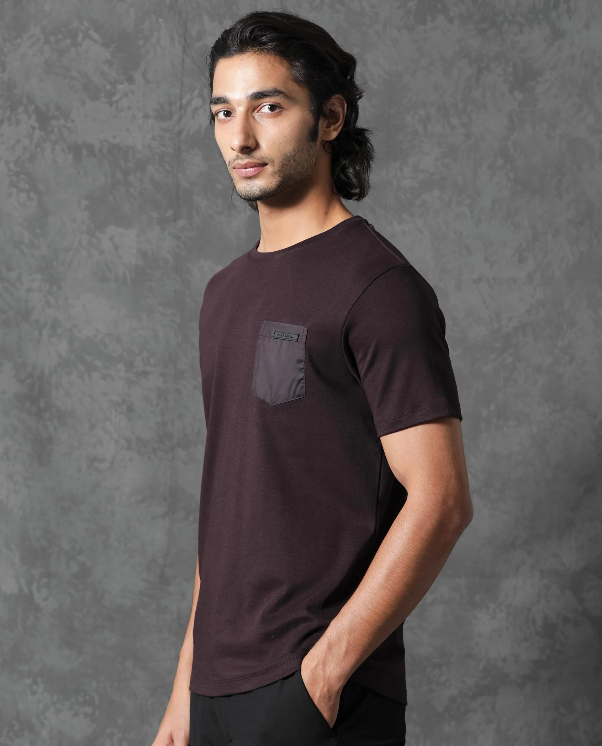 Rare Rabbit Men's Azul Maroon Cotton Plain Slim Fit Half Sleeve Crew Neck T-Shirt - Image 7