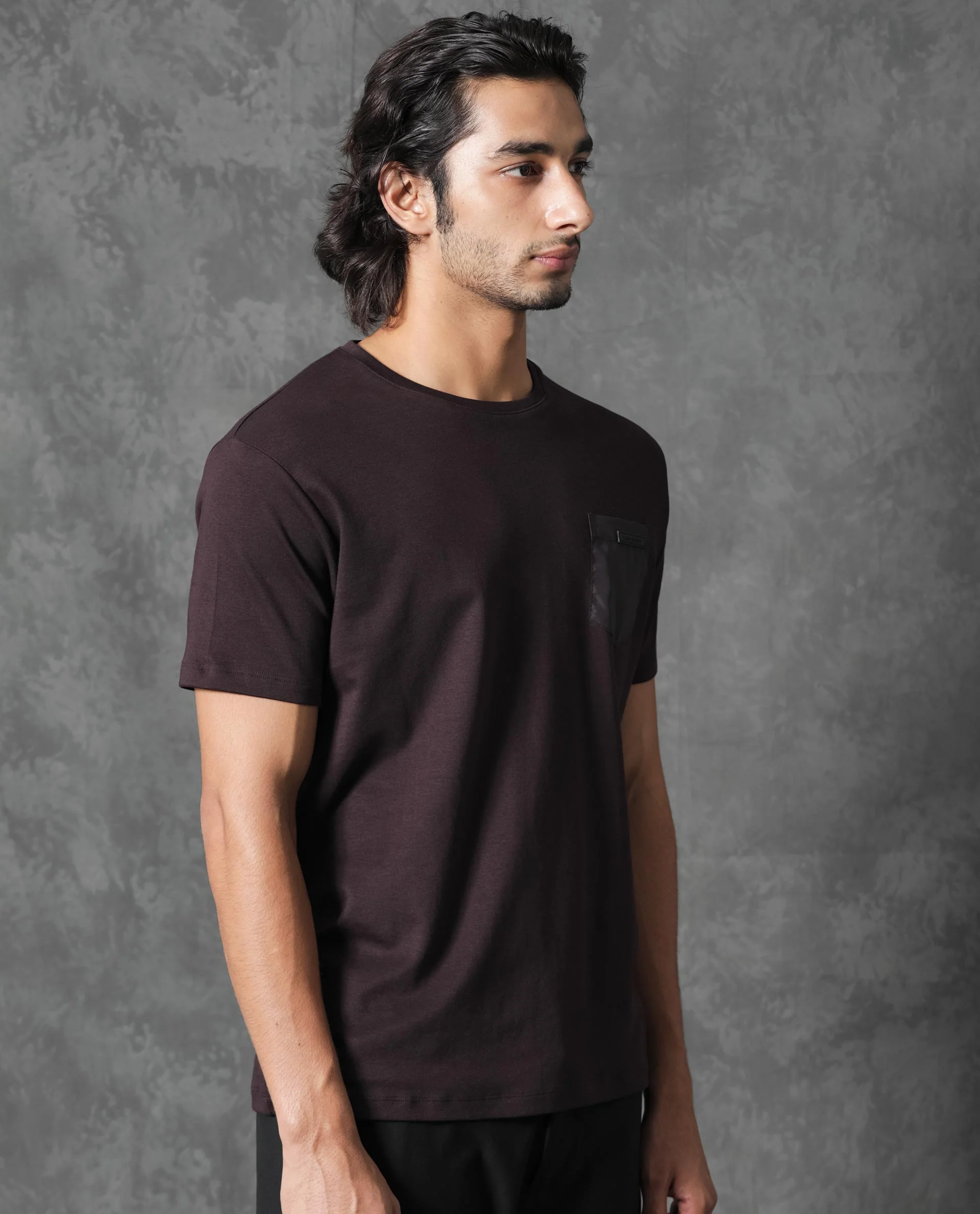 Rare Rabbit Men's Azul Maroon Cotton Plain Slim Fit Half Sleeve Crew Neck T-Shirt - Image 8