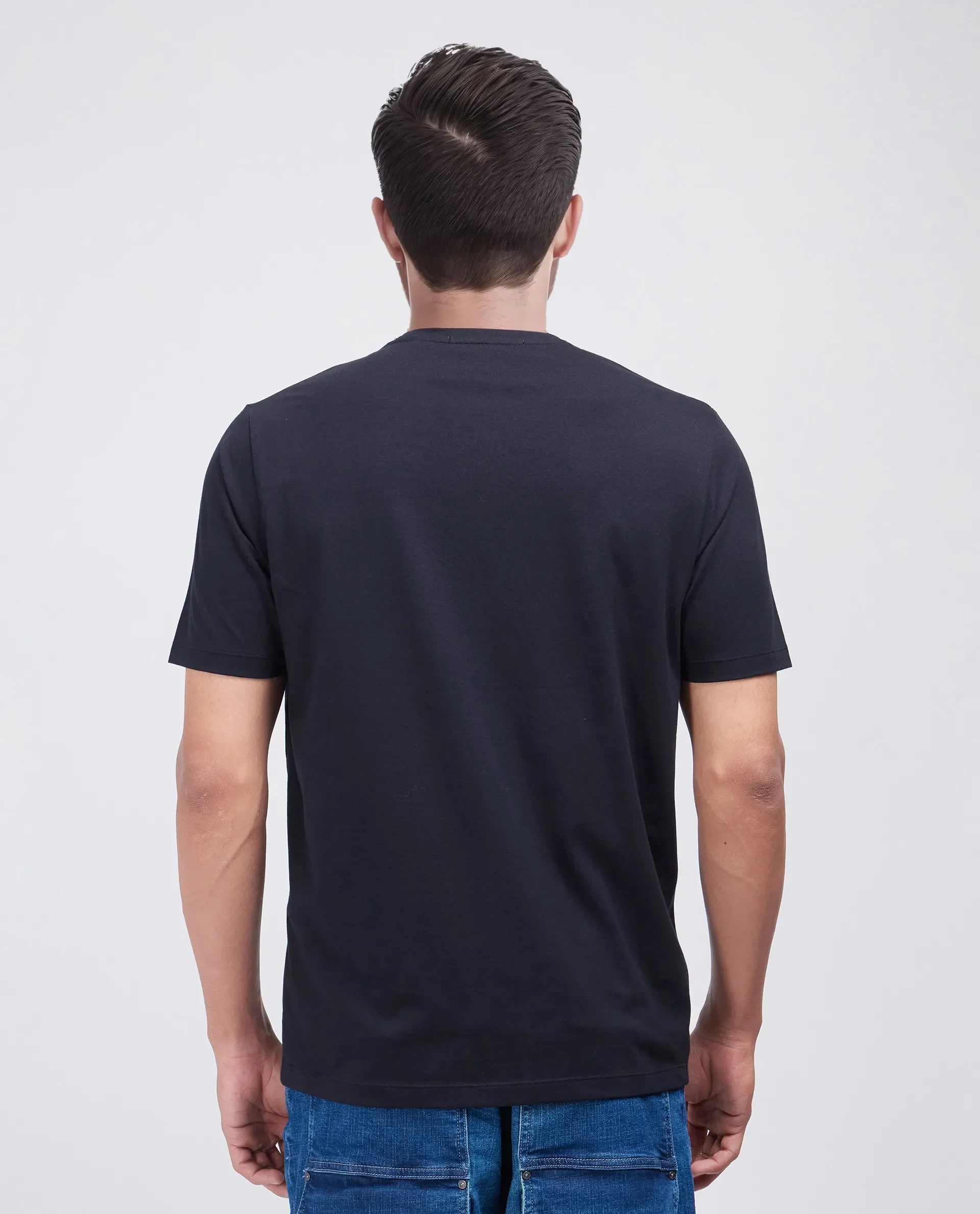 Rare Rabbit Men's Bac Dark Navy Cotton Blend Graphic Print Regular Fit Half Sleeve Crew Neck T-Shirt - Image 5