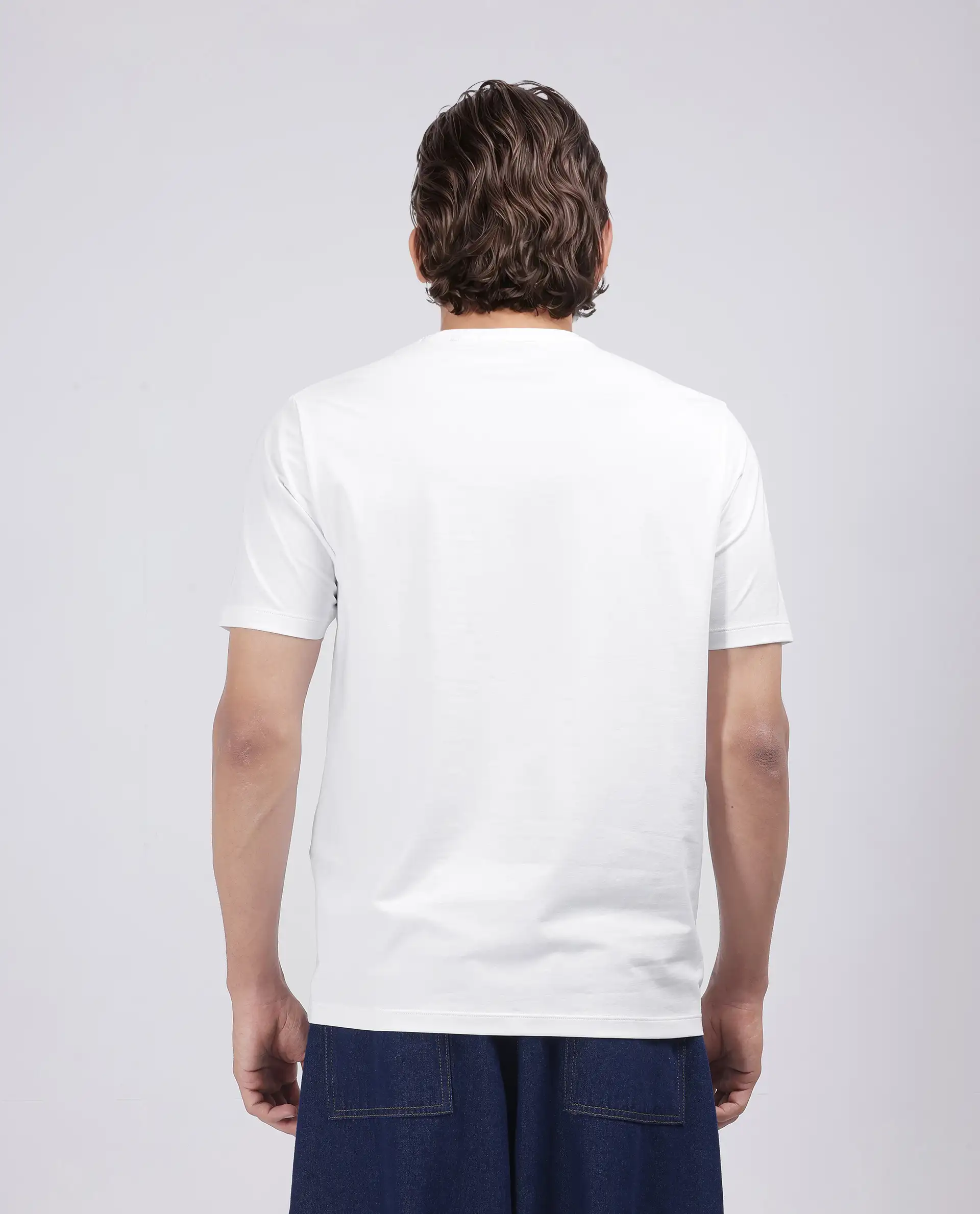 Rare Rabbit Men's Bac White Cotton Blend Graphic Print Regular Fit Half Sleeve Crew Neck T-Shirt - Image 8
