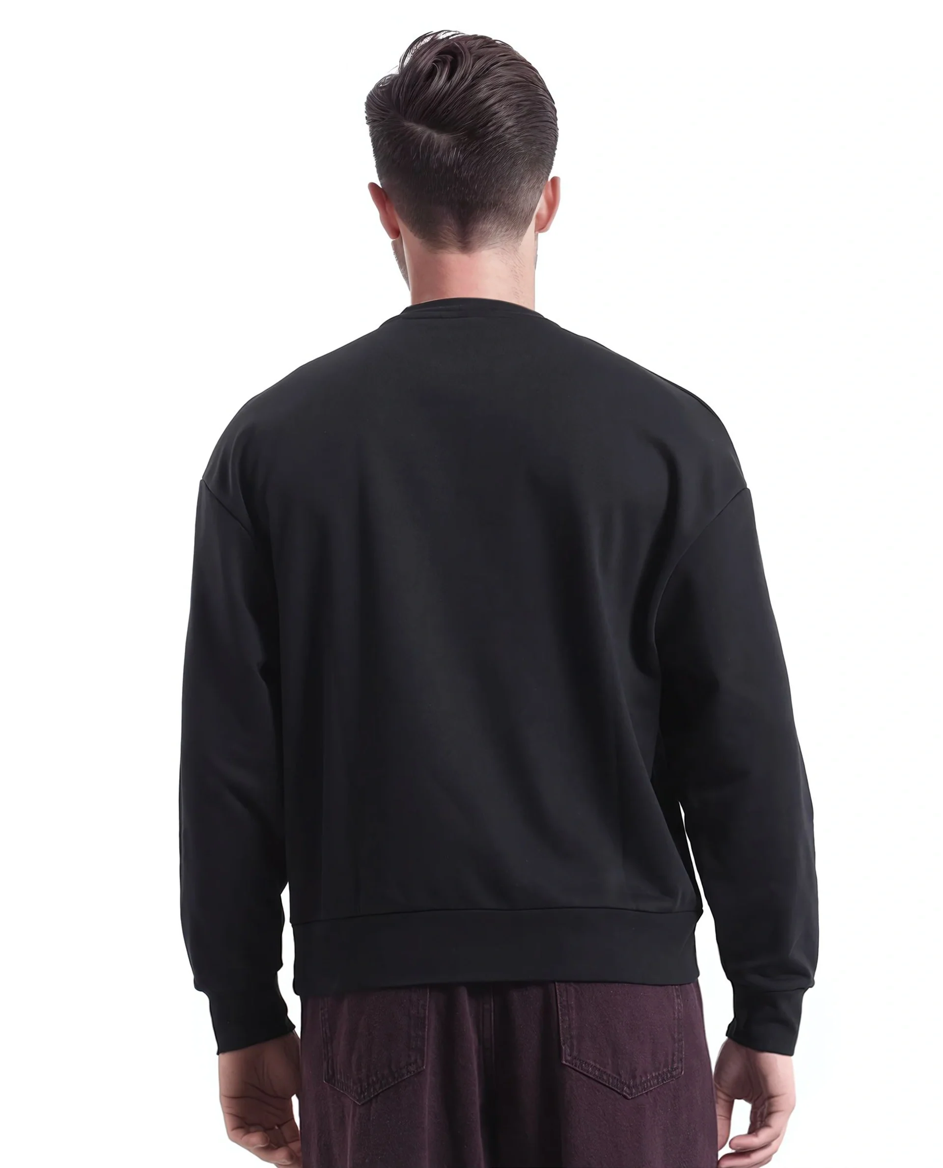 Rare Rabbit Men's Bade Black Cotton Abstract Print Boxy Fit Full Sleeve Crew Neck Sweatshirt - Image 3