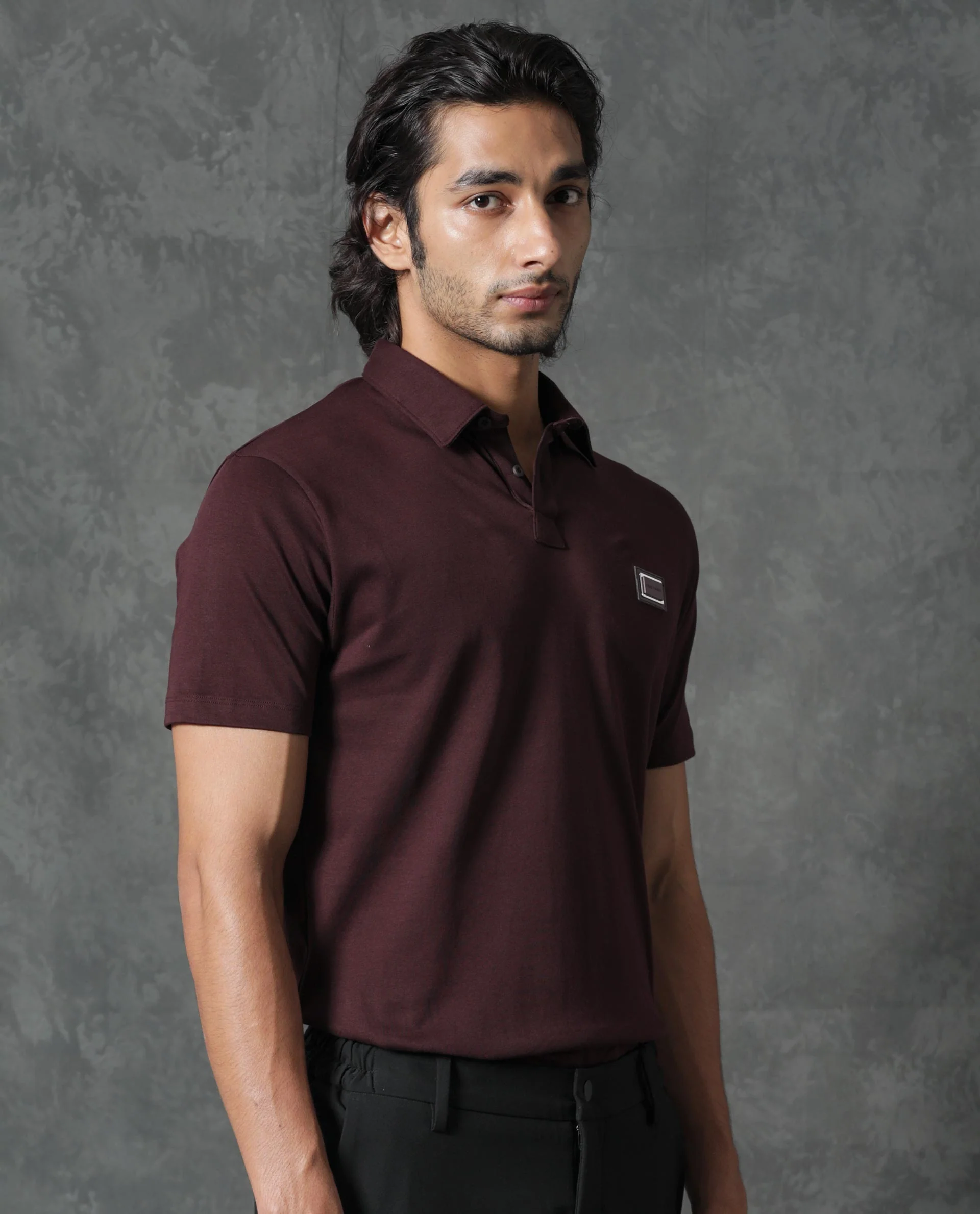 Rare Rabbit Men's Badger-1 Maroon Cotton Plain Regular Fit Half Sleeve Polo - Image 3