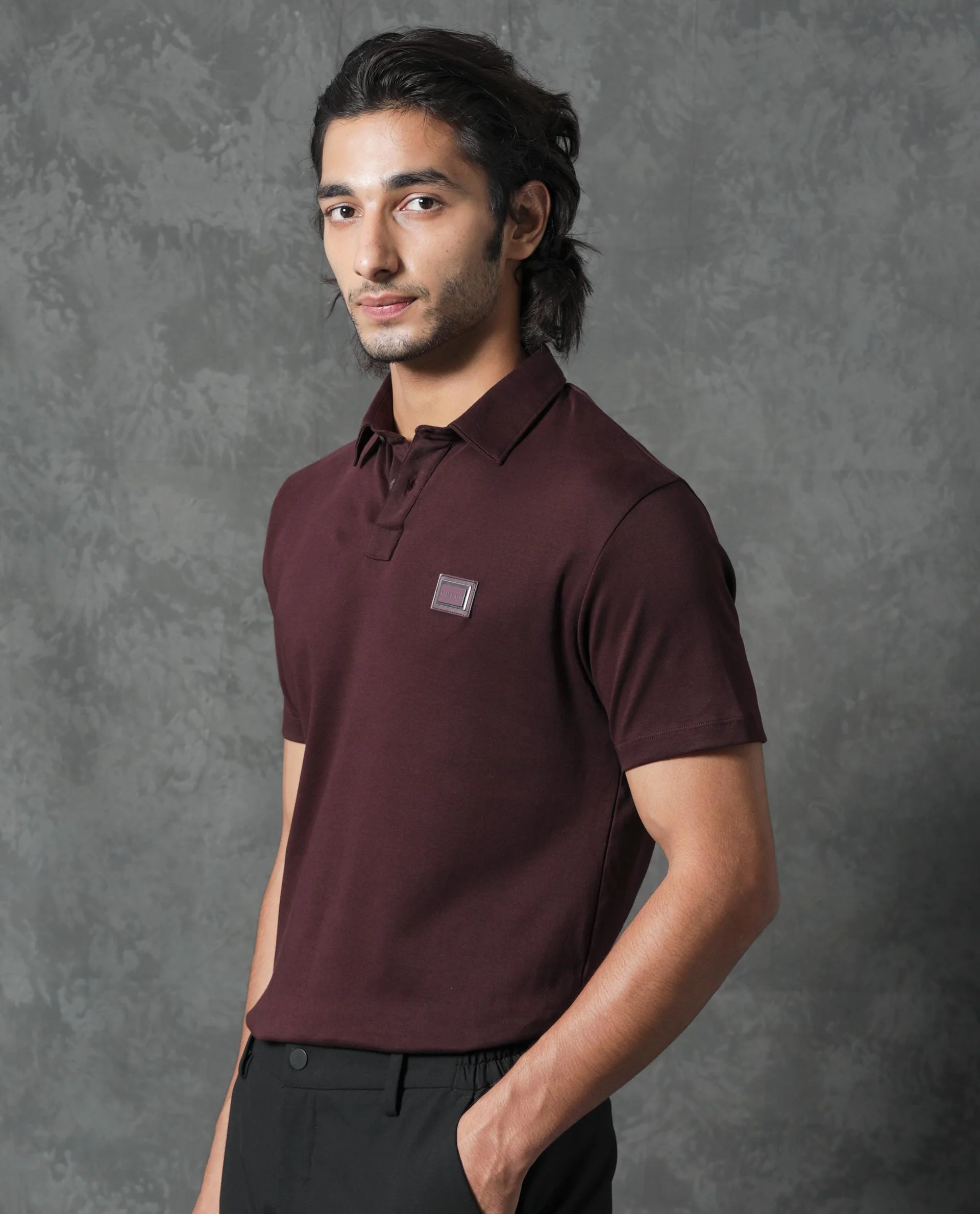 Rare Rabbit Men's Badger-1 Maroon Cotton Plain Regular Fit Half Sleeve Polo - Image 7