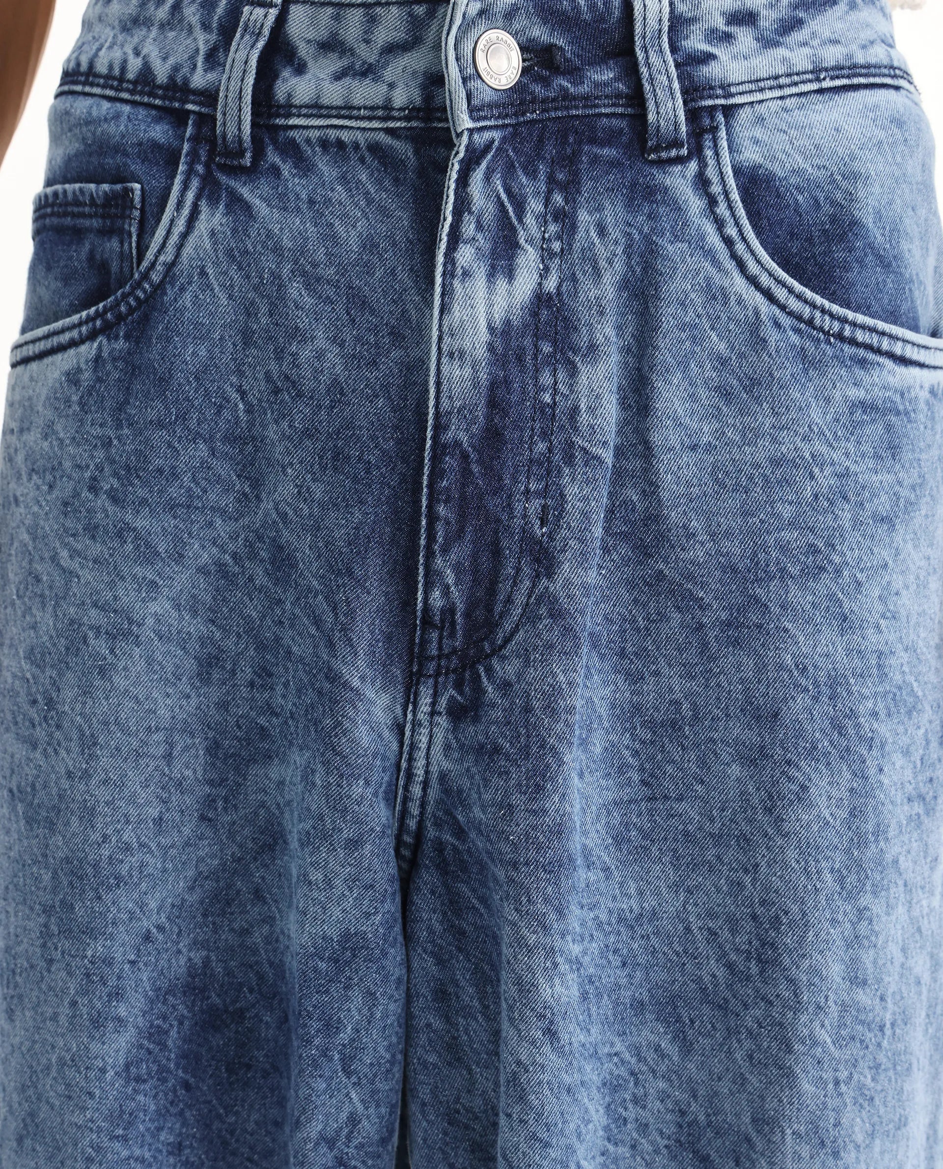 Rare Rabbit Men's Baey Blue Cotton Plain Baggy Fit Jeans - Image 6