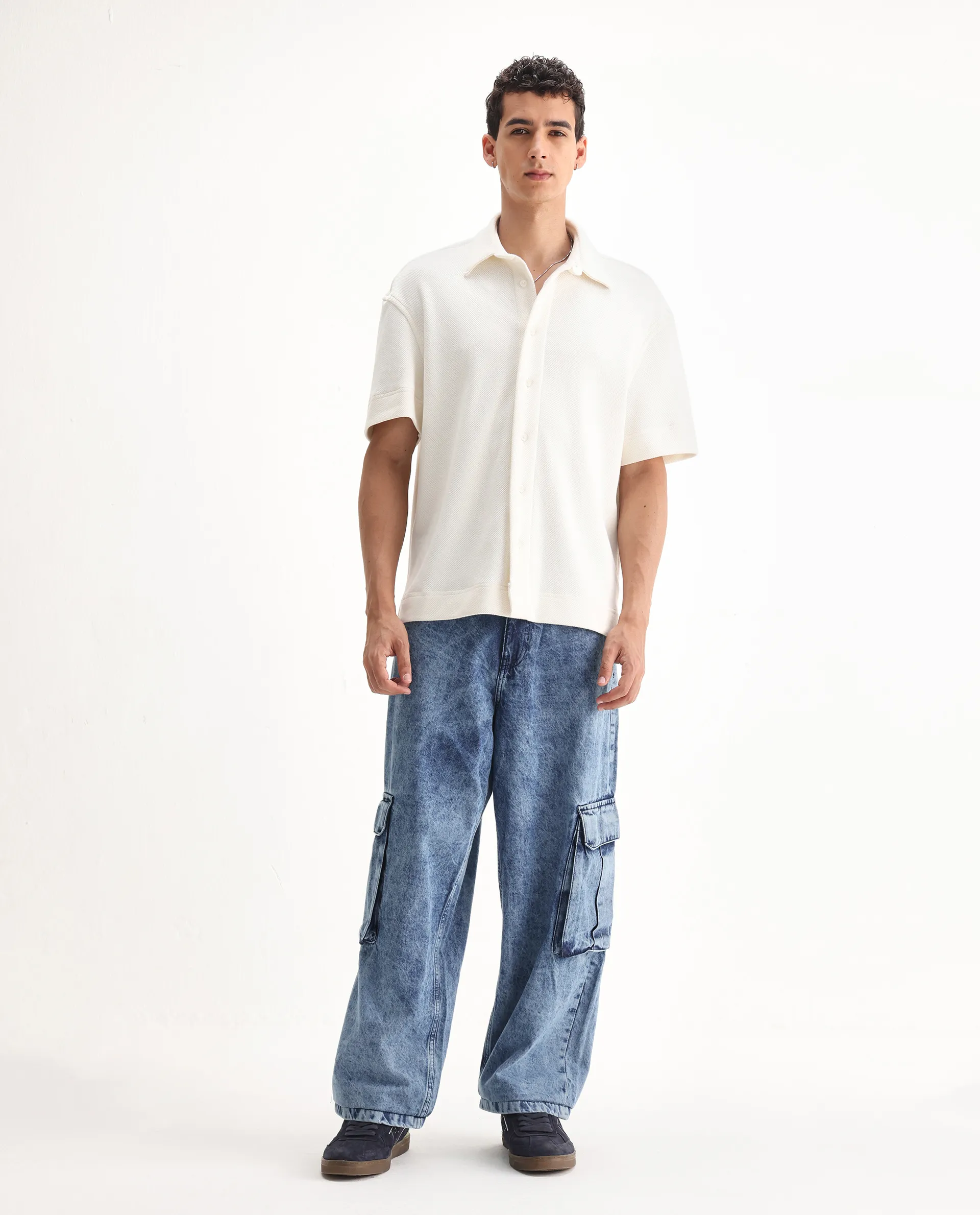Rare Rabbit Men's Baey Blue Cotton Plain Baggy Fit Jeans - Image 7