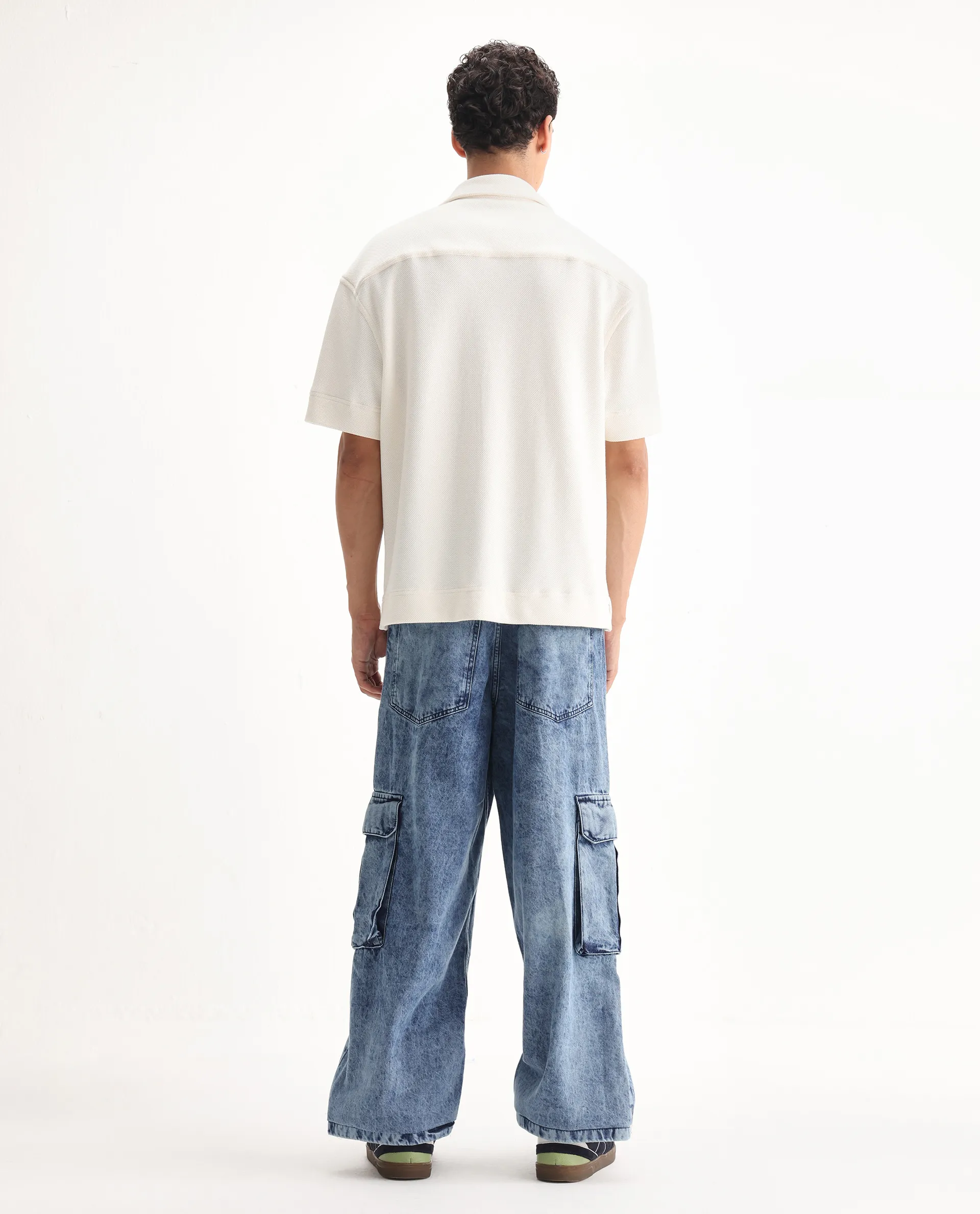 Rare Rabbit Men's Baey Blue Cotton Plain Baggy Fit Jeans - Image 9