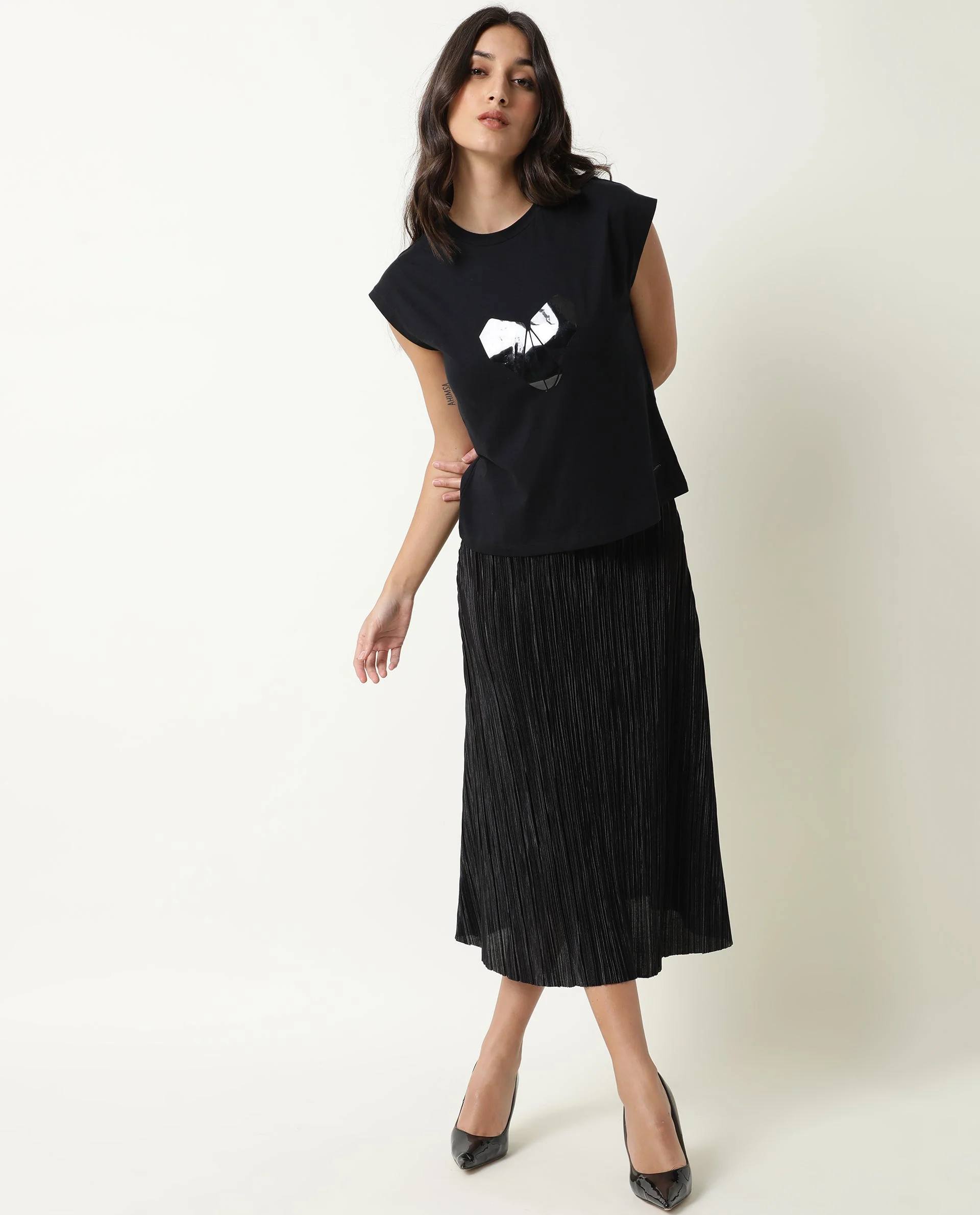 Rareism Womens Baga Black T-Shirt Cotton Fabric Crew Neck Short Sleeve - Image 8